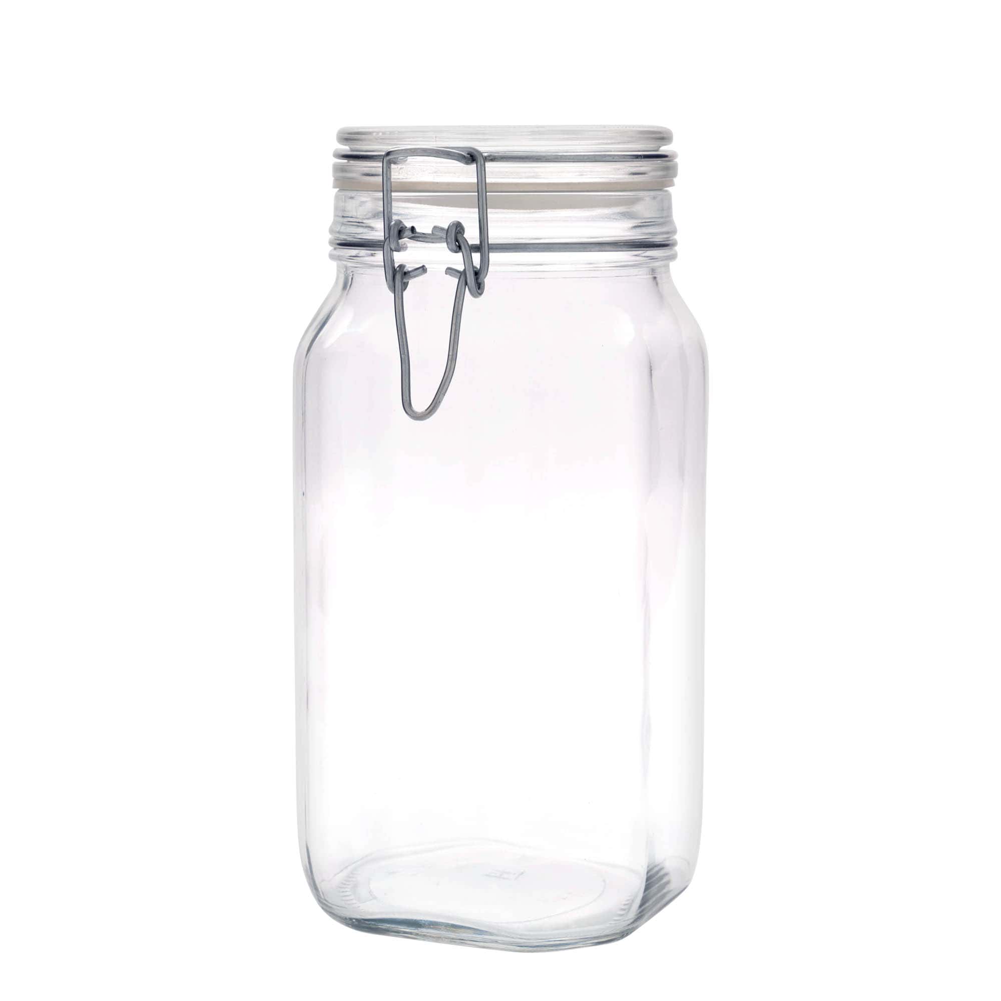 1.500 ml vielos užsegimo stiklainis „Fido“, kvadratinis, anga: vielos užsegimas