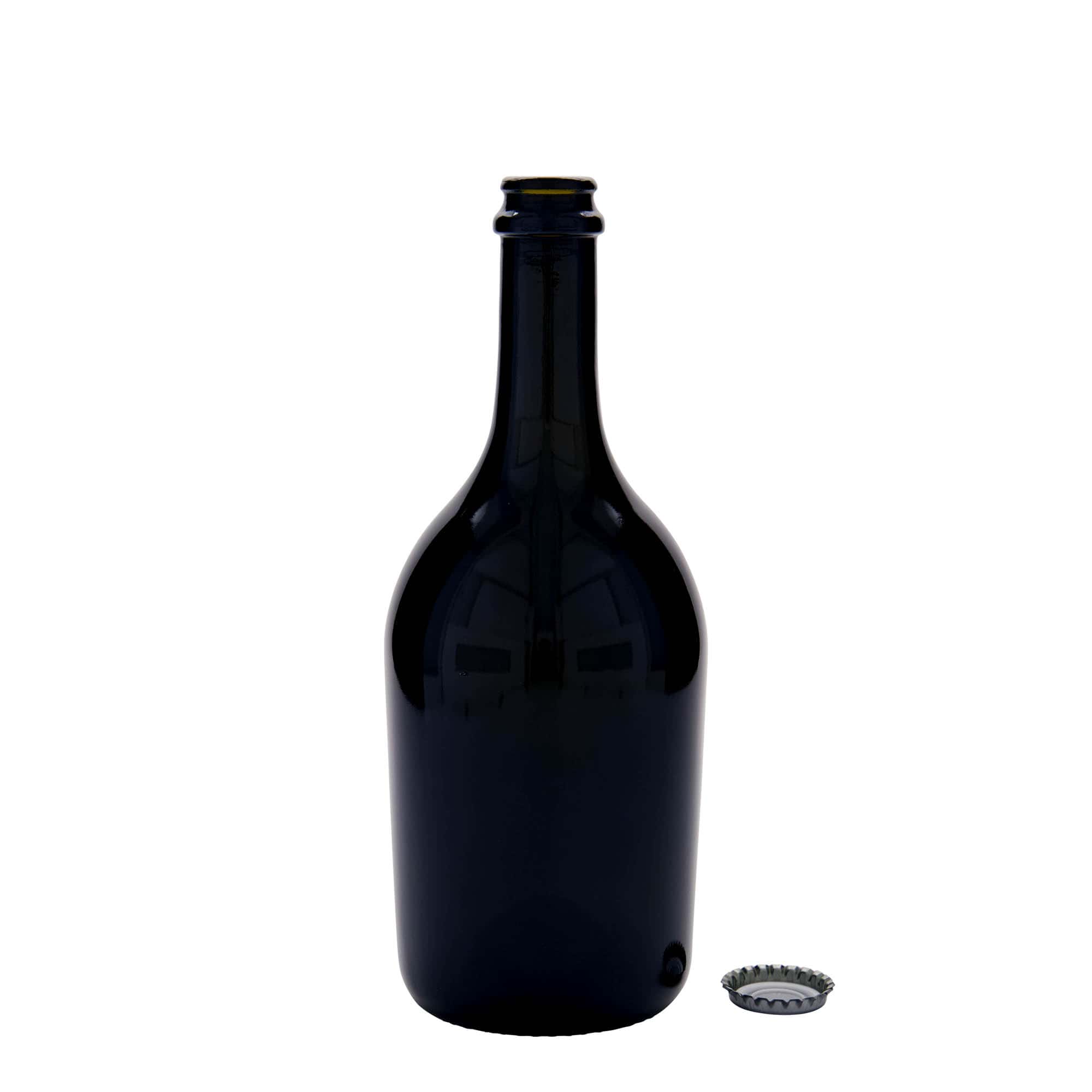 750 ml alaus / šampano butelis „Butterfly“, stiklas, senovinė žalia, kamštis: kronkorkas