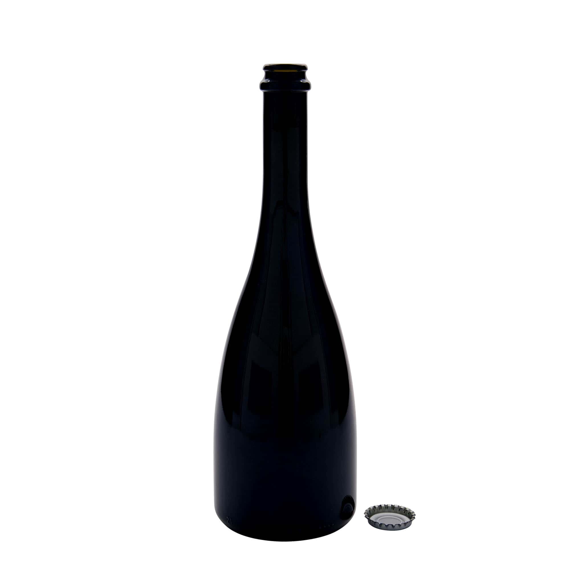 750 ml alaus / putojančio vyno butelis „Tosca“, stiklas, antikinė žalia, kamštis: kronkorken
