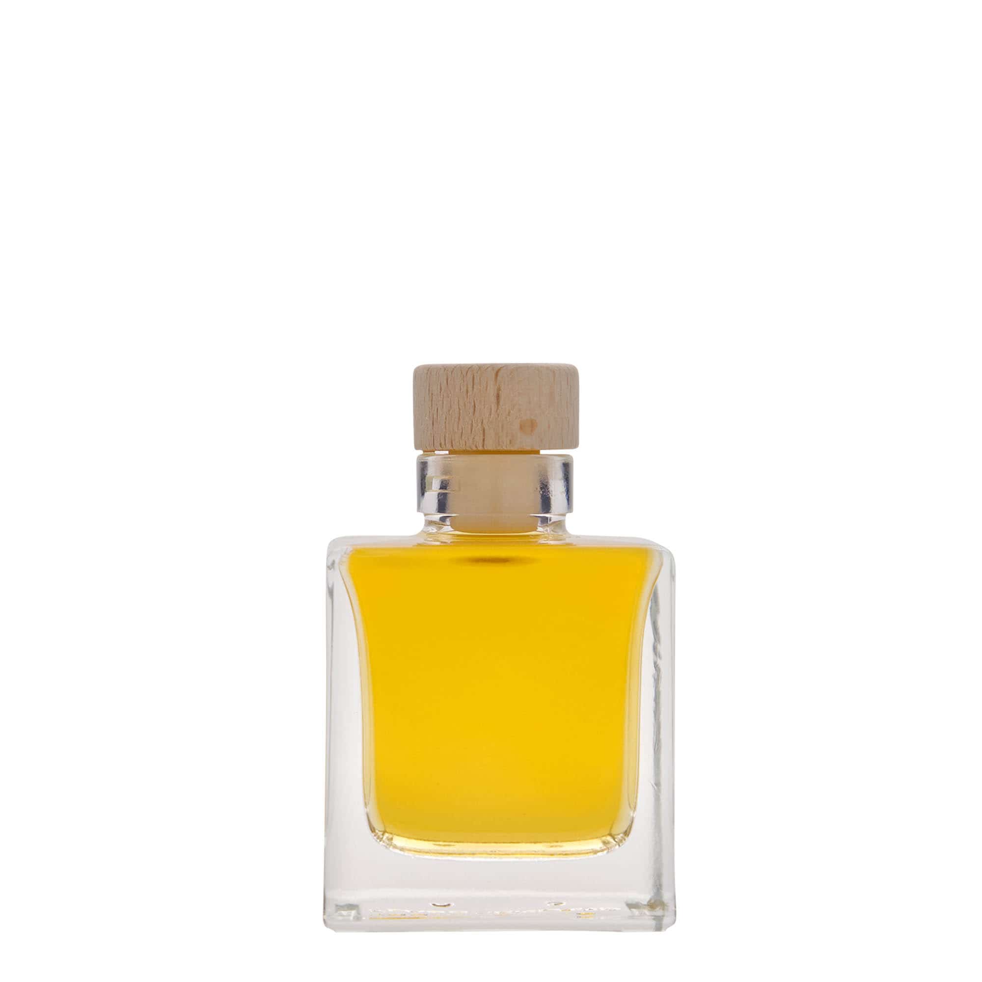100 ml stiklinis buteliukas „Cube“, kvadratinis, anga: kamštis