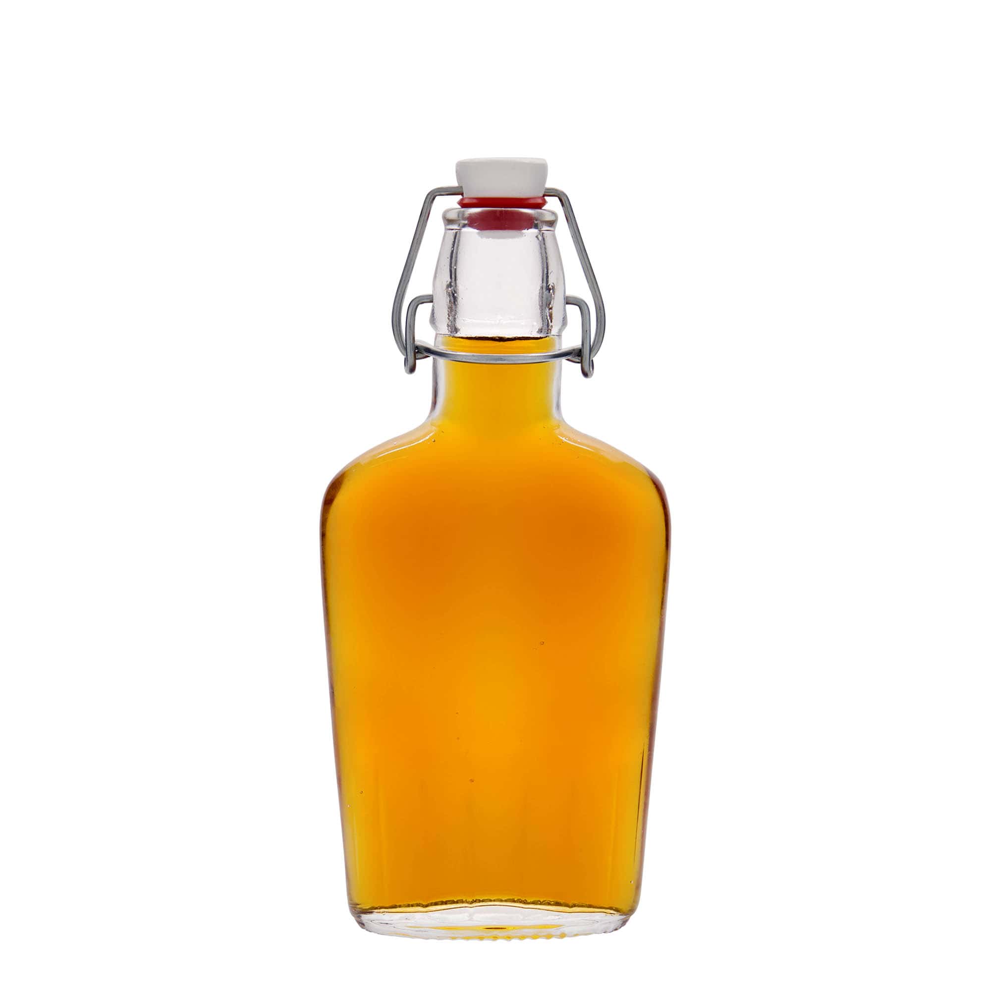 250 ml stiklinis butelis „Fiaschetta“, ovalus, anga: užsegamas užraktu