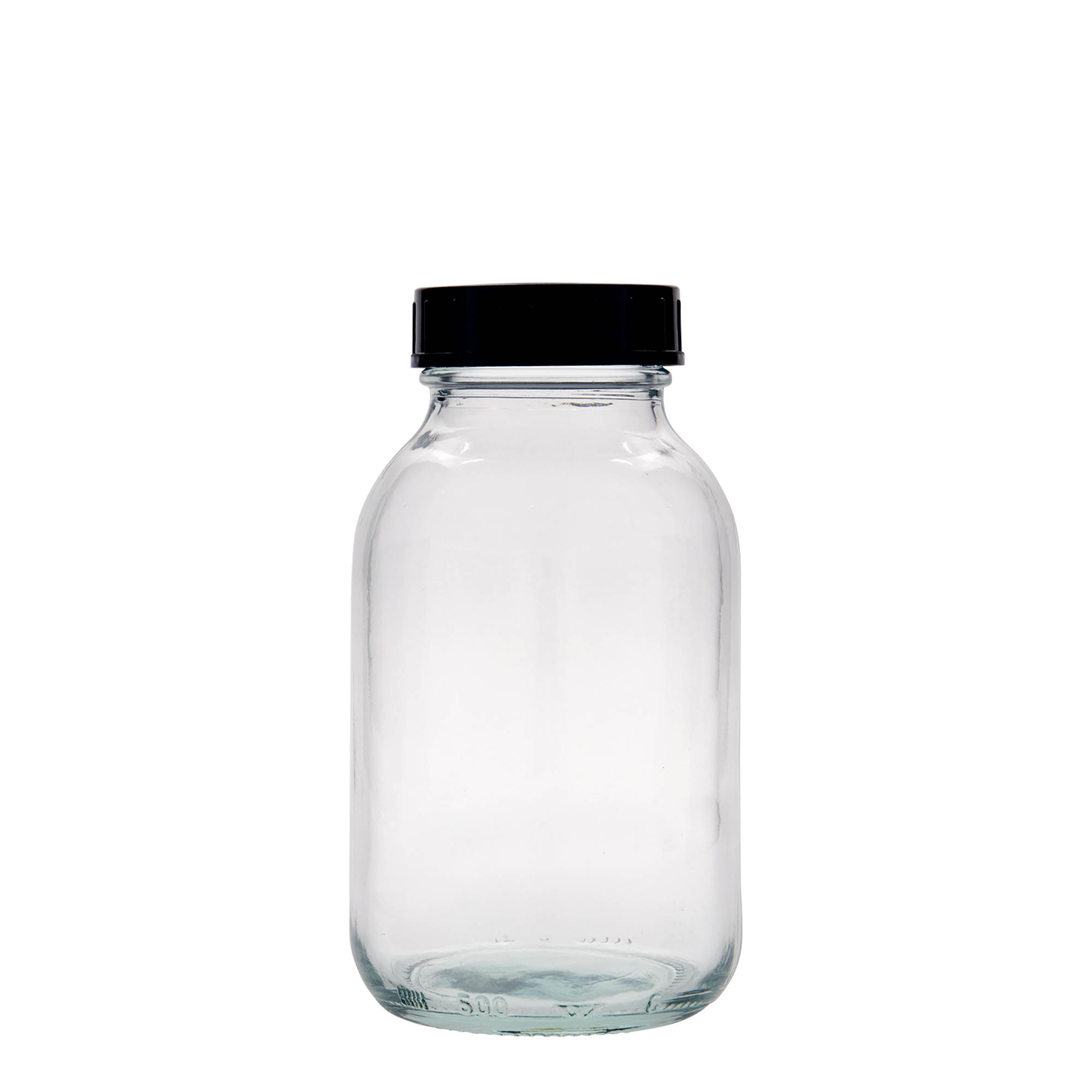 500 ml plačiaakė stiklainis, anga: DIN 55