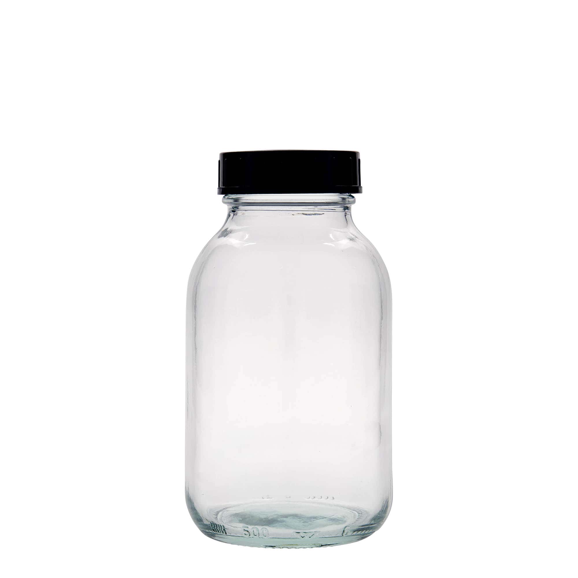 500 ml plačiaakė stiklainis, anga: DIN 55