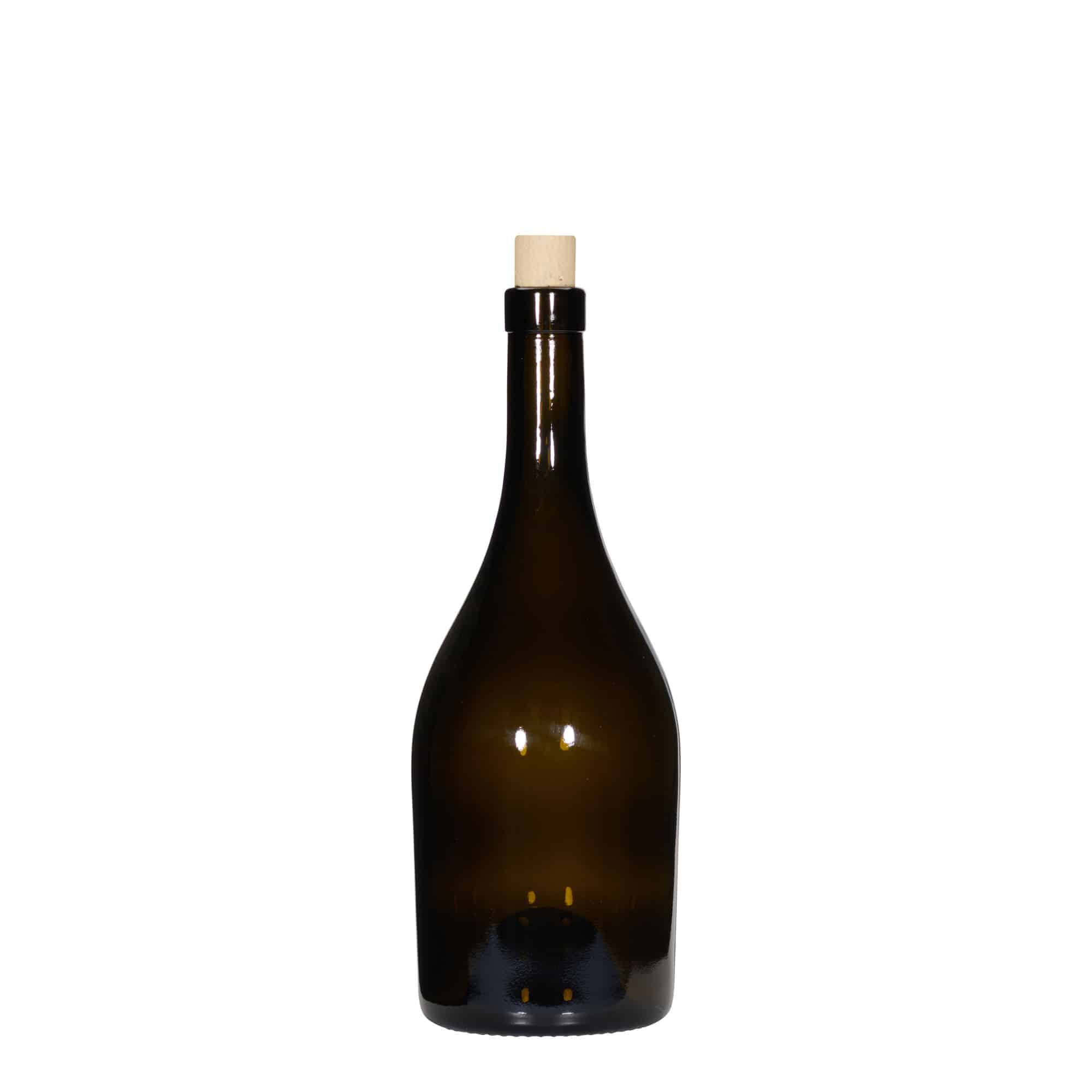 750 ml vyno butelis „Exclusive“, antikvarinis žalias, kamštis