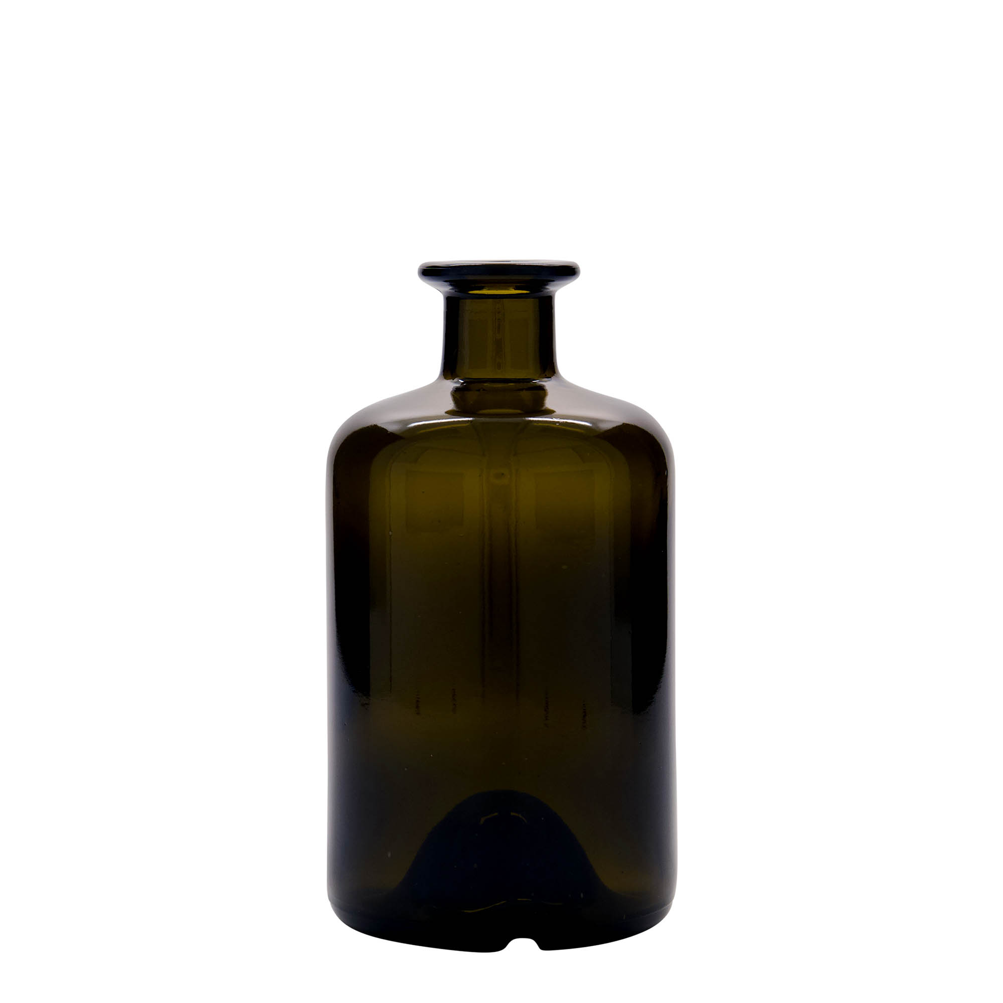 500 ml stiklinis vaistininko butelis, senovinės žalios spalvos, anga: kamštis