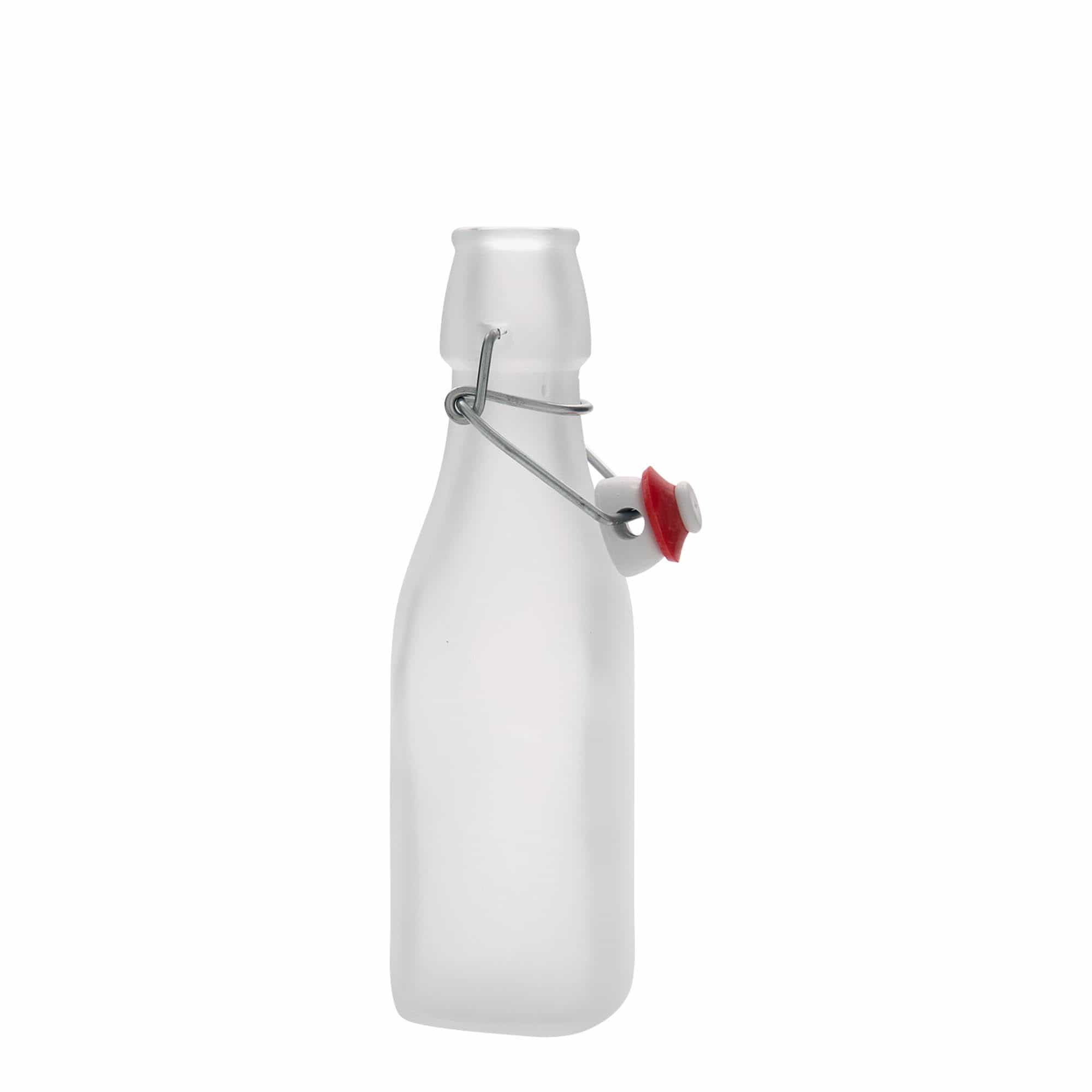250 ml stiklinis butelis „Swing“, kvadratinis, baltas, kamštis: spaustukas 250 ml stiklinis butelis „Swing“, kvadratinis, baltas, kamštis: spaustukas