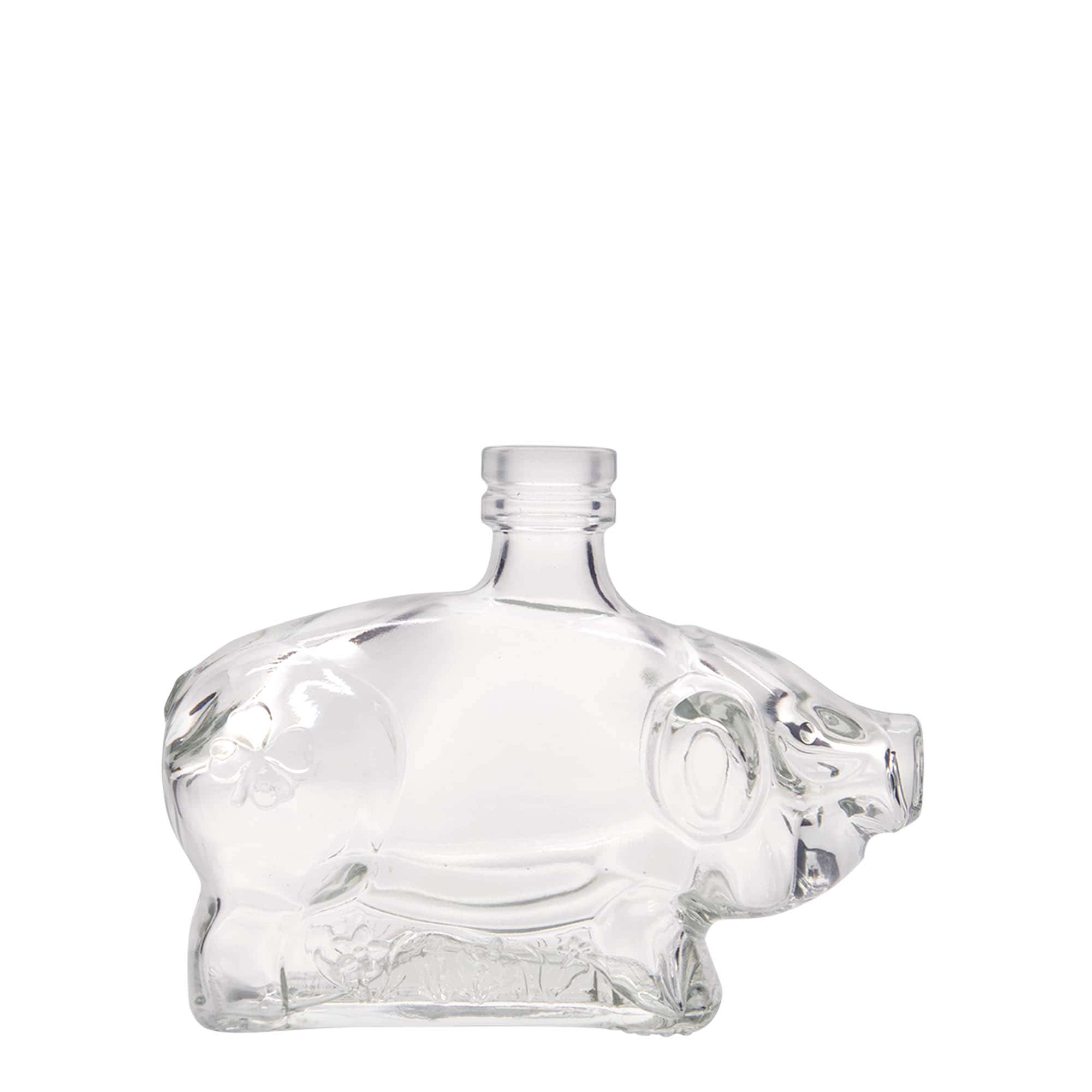 200 ml stiklinis buteliukas „Laimės kiaulytė“, anga: kamštis
