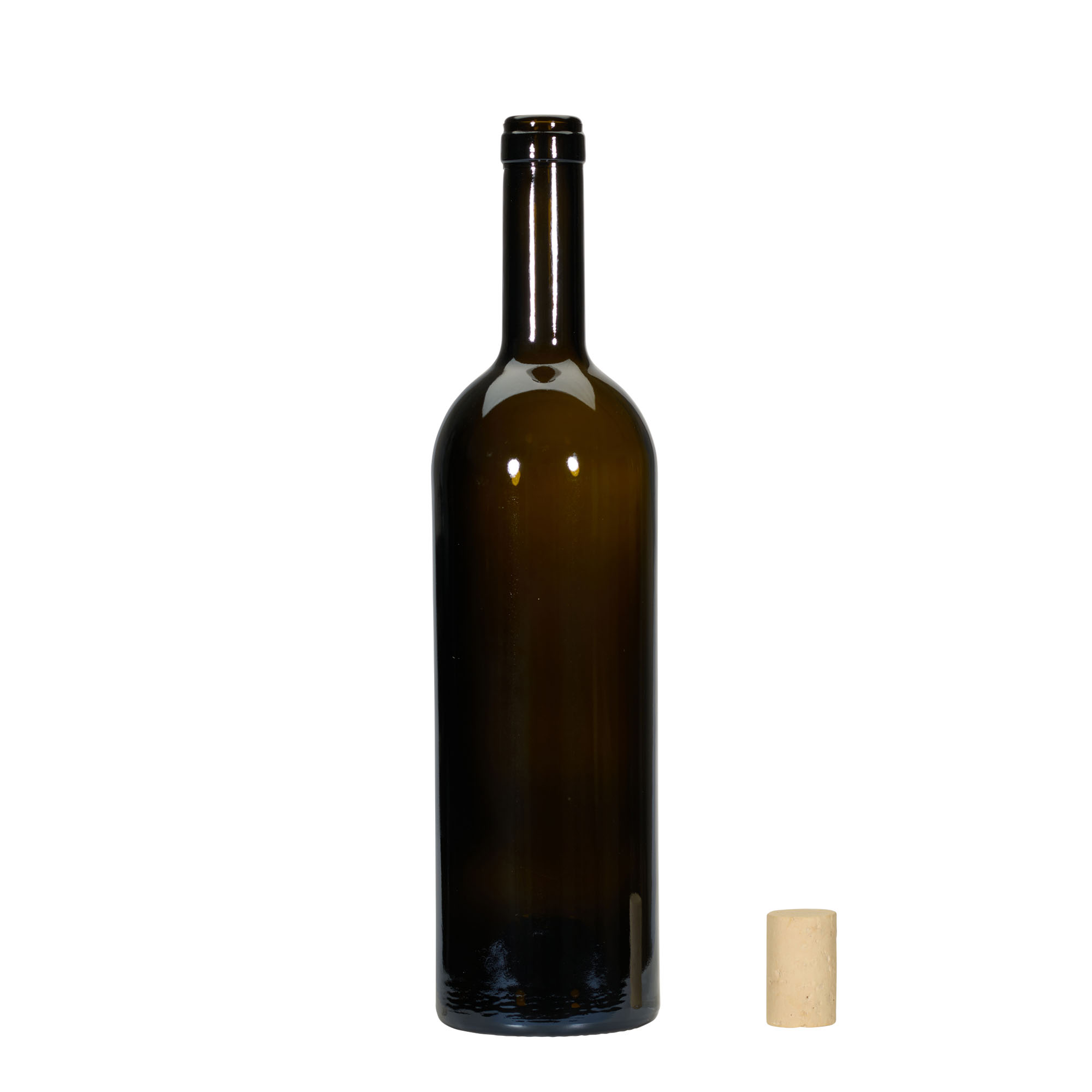 750 ml vyno butelis „Golia“, antikinė žalia, kamštis 750 ml vyno butelis „Golia“, antikinė žalia, kamštis