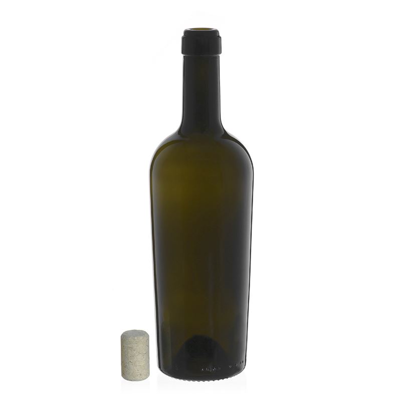 750 ml vyno butelis „Imperiale“, senovinės žalios spalvos, kamštis 750 ml vyno butelis „Imperiale“, senovinės žalios spalvos, kamštis