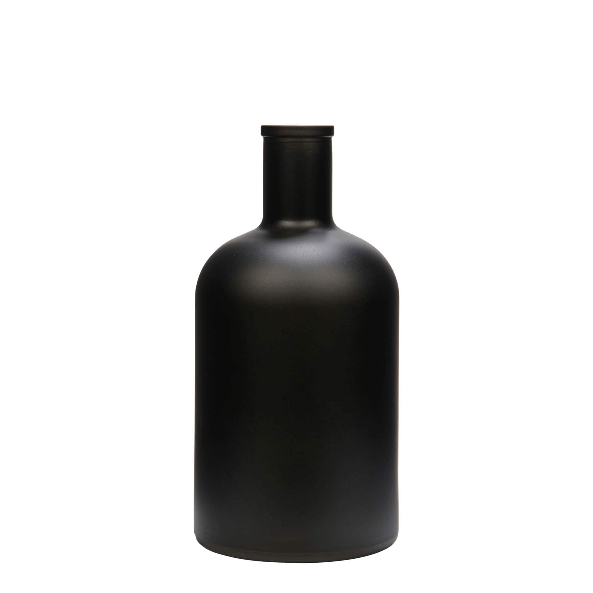 700 ml stiklinis butelis „Gerardino“, juodas, kaklelis: kamštis