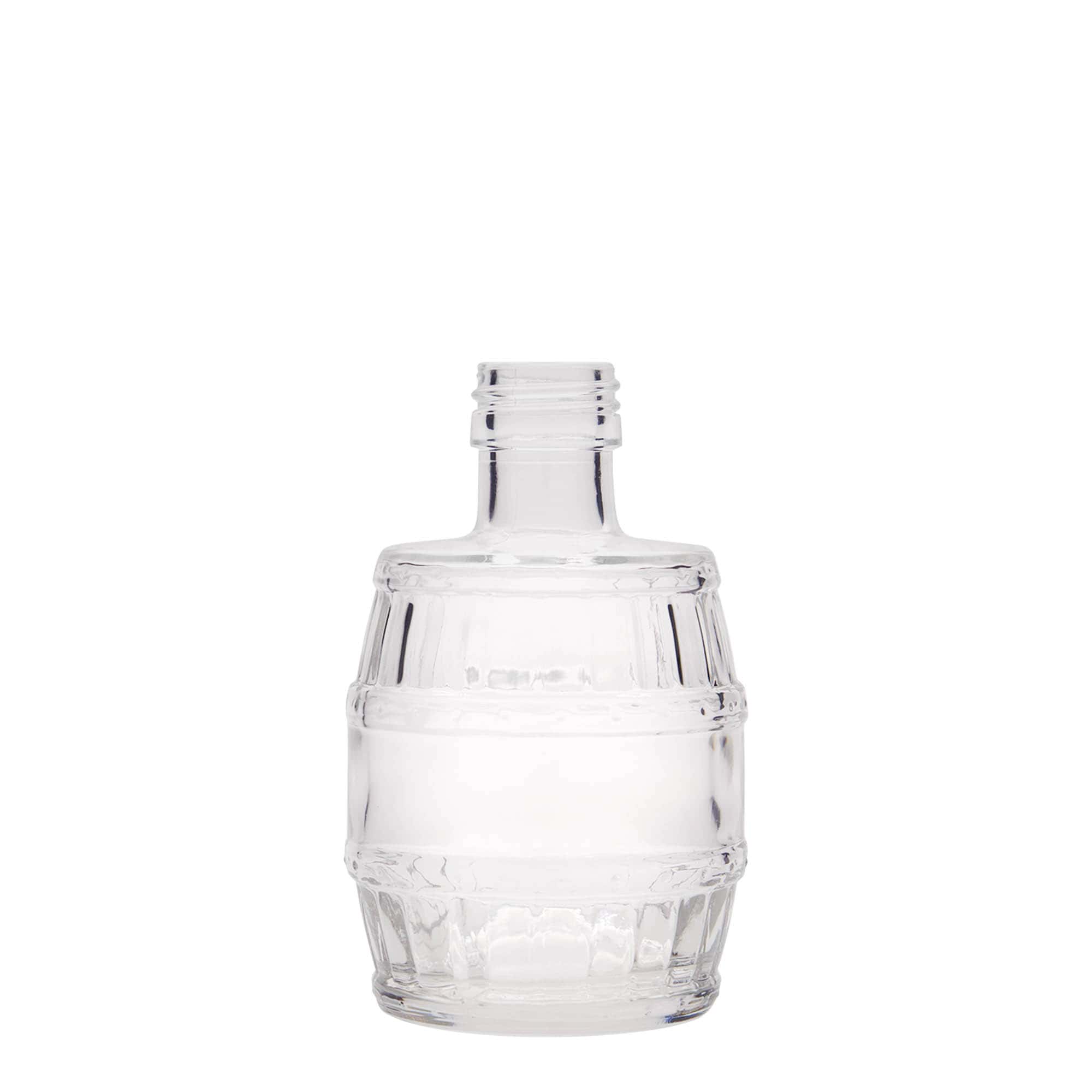 200 ml stiklinis butelis „Barrel“, burnos dydis: PP 28