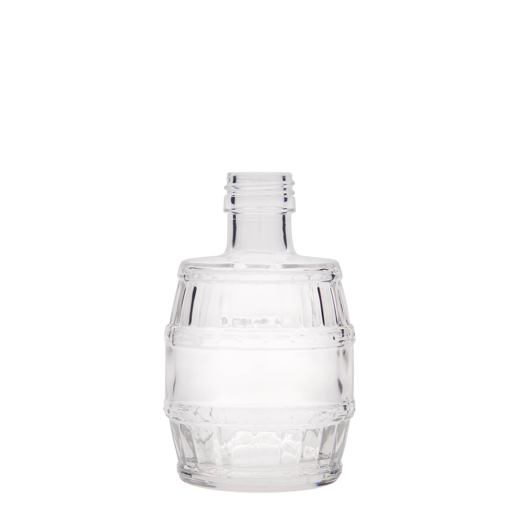 200 ml stiklinis butelis „Barrel“, burnos dydis: PP 28