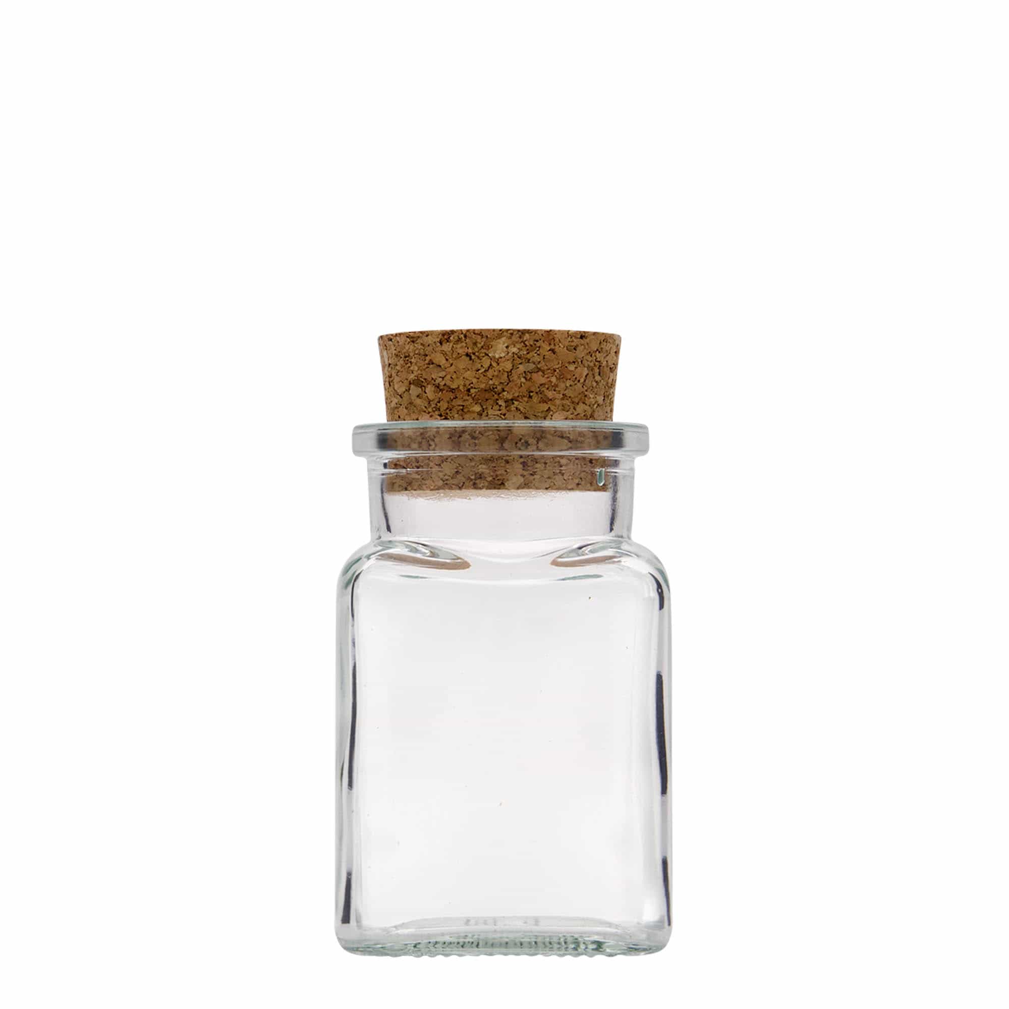 150 ml kamštinis stiklas, kvadratinis, burna: kamštis