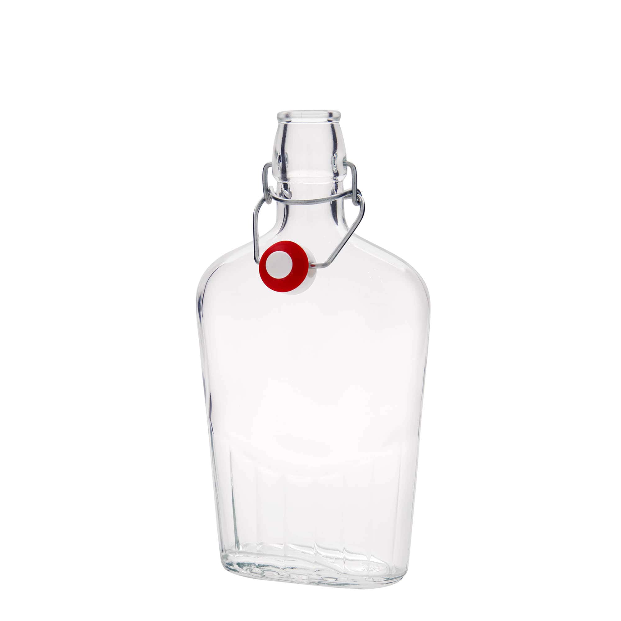 500 ml stiklinis butelis „Fiaschetta“, ovalus, kamštis: spaustuko uždarymas