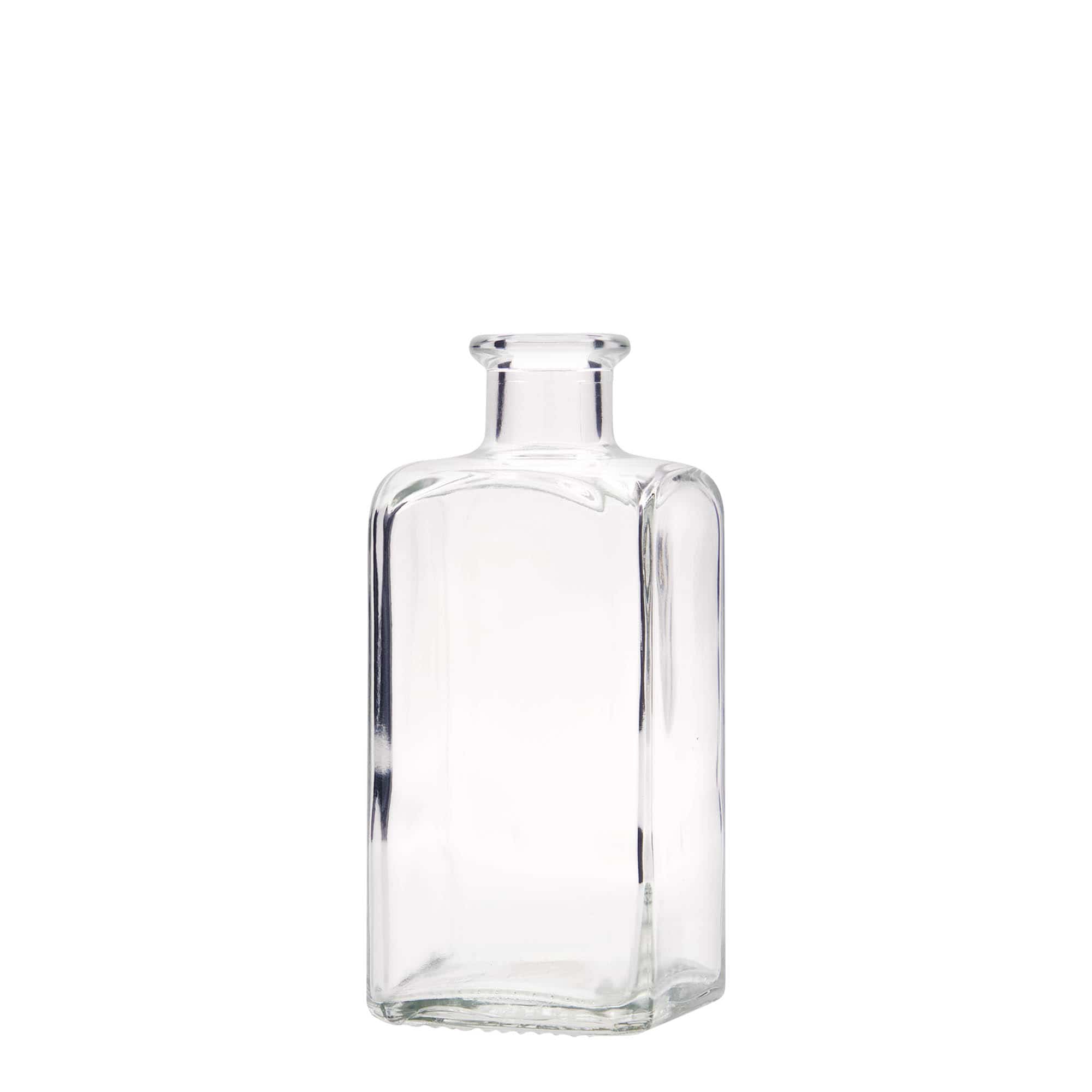 250 ml stiklinis butelis „Apotheker Carré“, kvadratinis, anga: kamštis