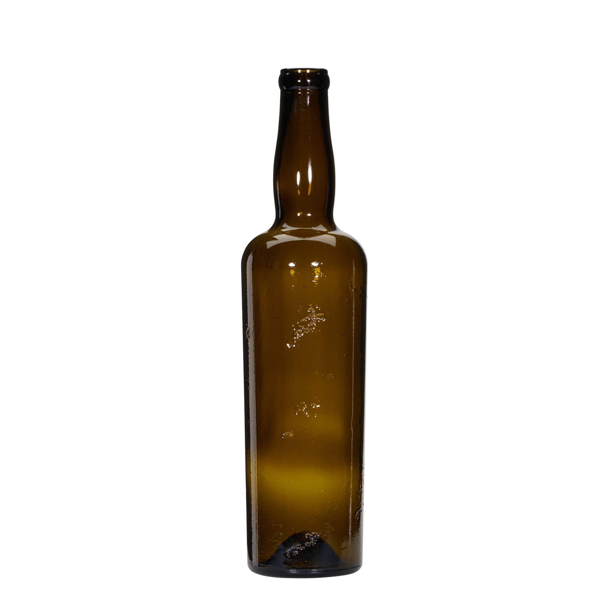 750 ml rankų darbo stiklinė buteliukas „Siroco“, rudas, kamštis