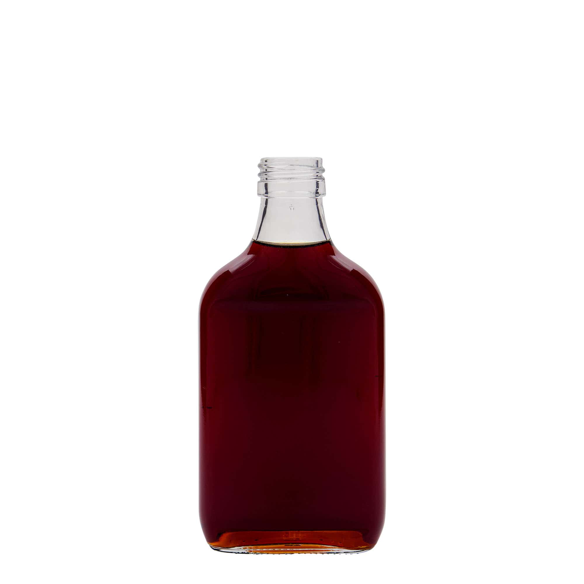 200 ml kišeninė gertuvė, stačiakampė, stiklas, anga: PP 28 200 ml kišeninė gertuvė, stačiakampė, stiklas, anga: PP 28