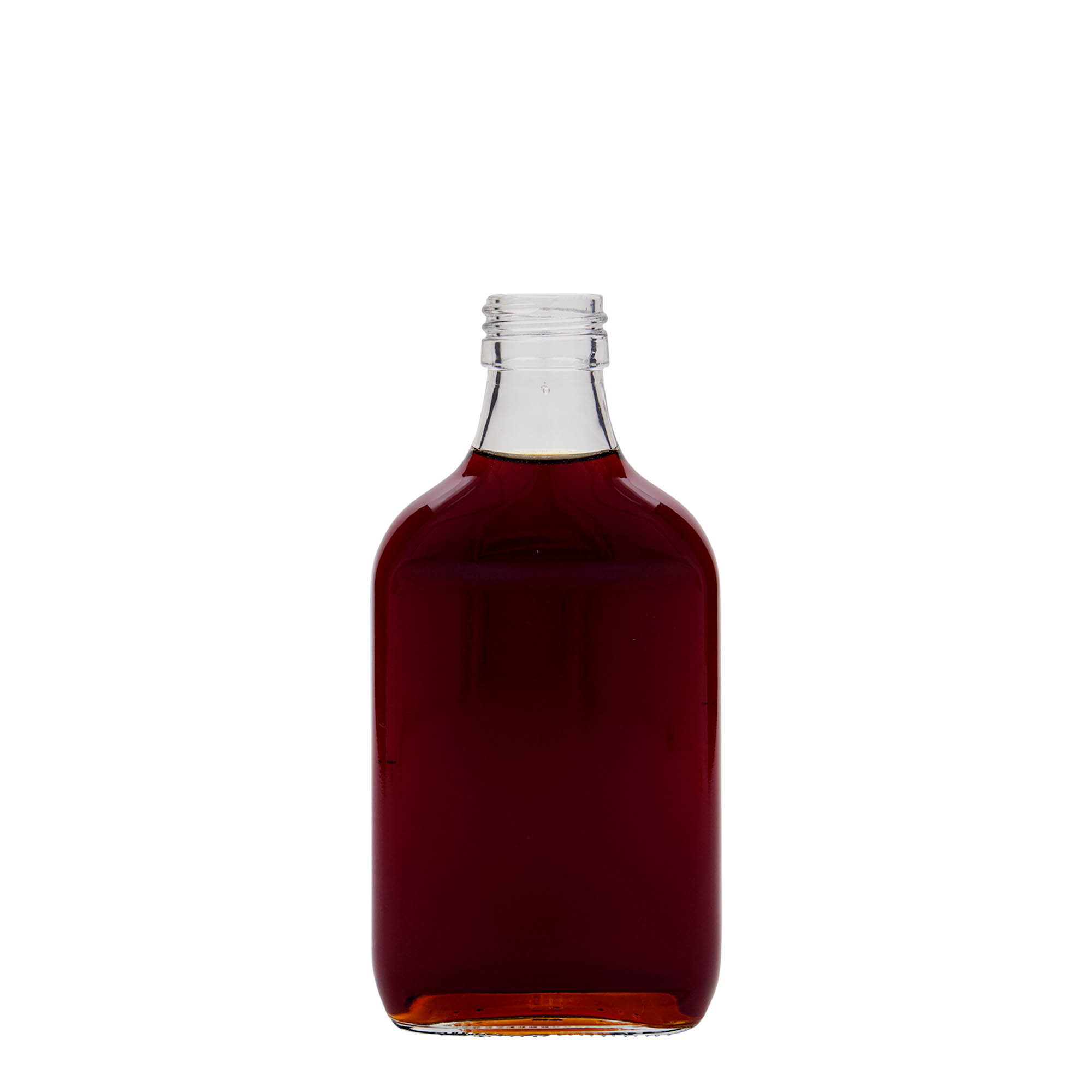 200 ml kišeninė gertuvė, stačiakampė, stiklas, anga: PP 28 200 ml kišeninė gertuvė, stačiakampė, stiklas, anga: PP 28