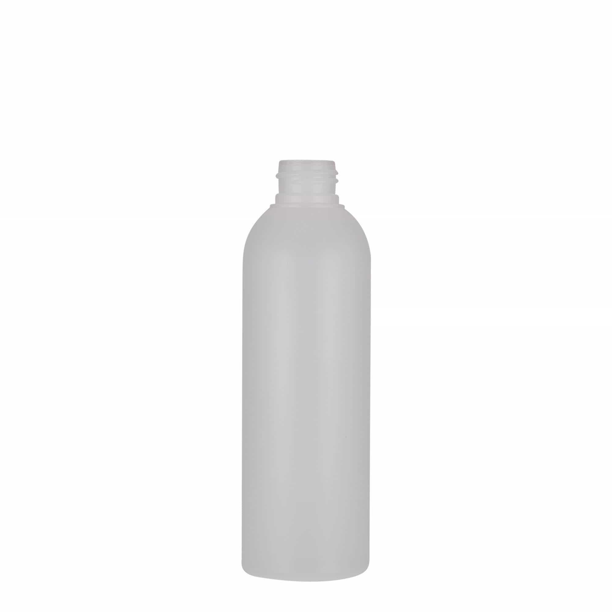 200 ml plastikinis buteliukas „Tuffy“, HDPE, natūralios spalvos, anga: 24/410