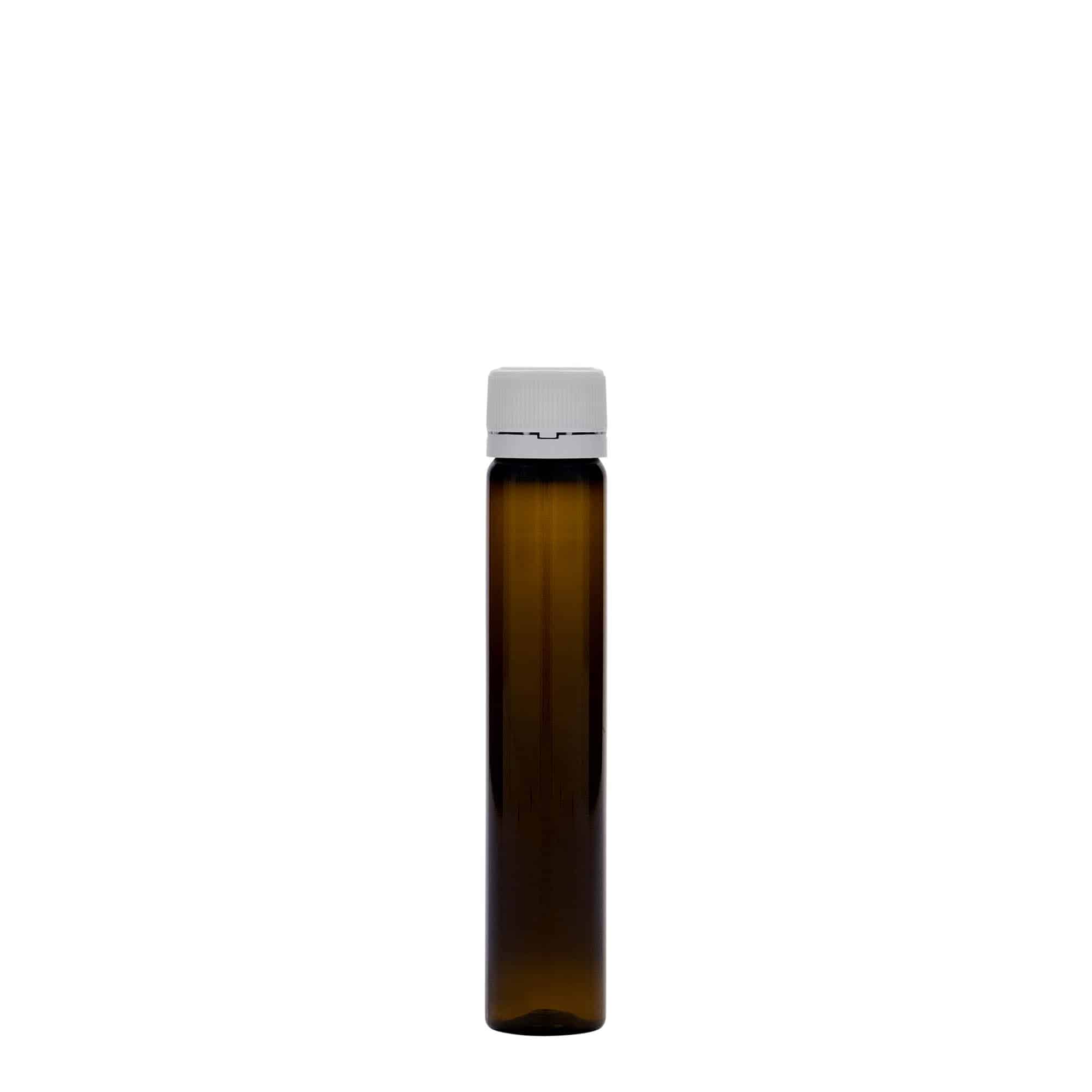 25 ml PET vamzdeliai, plastikas, rudi, anga: sraigtinis uždarymas