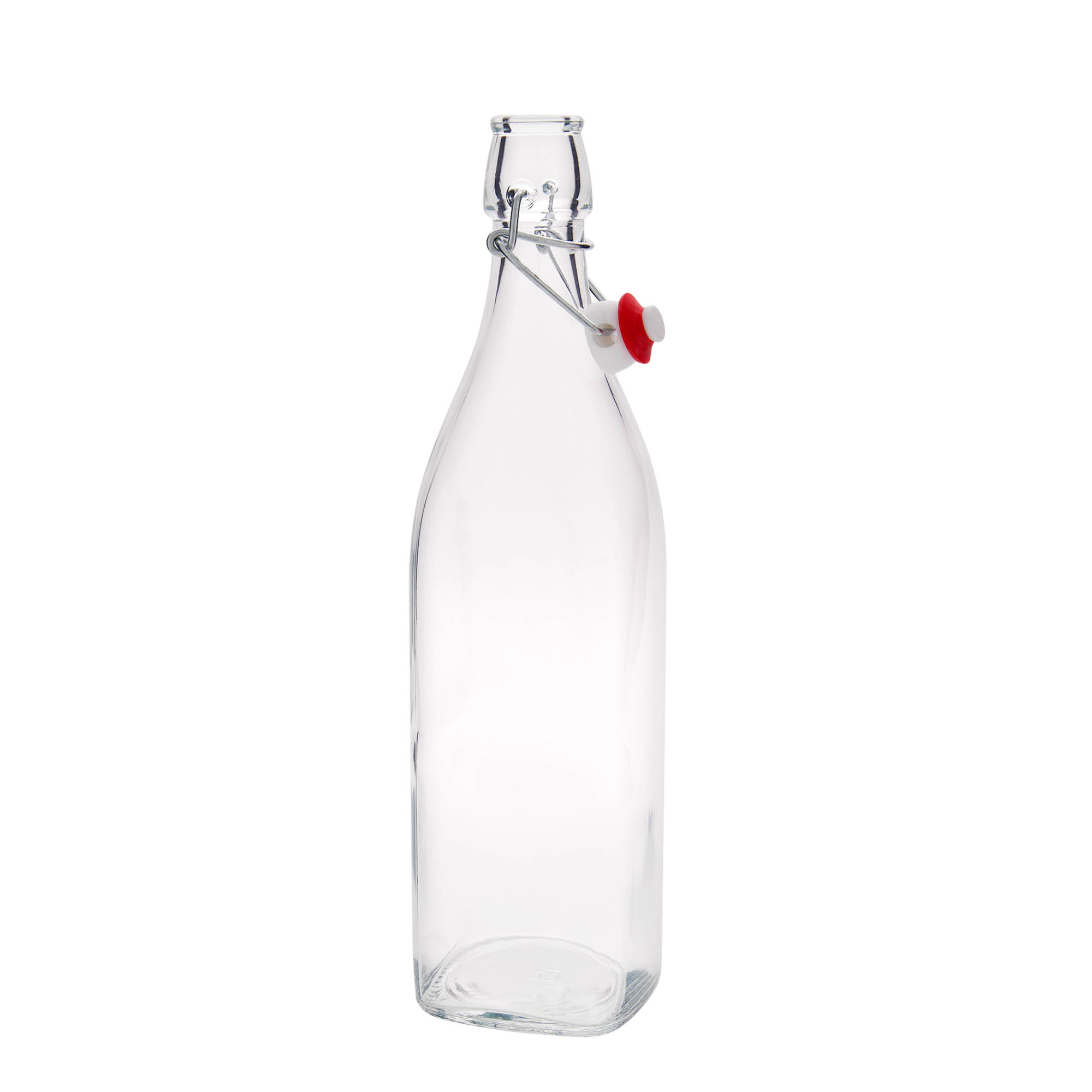 1.000 ml stiklinis butelis „Swing“, kvadratinis, anga: su užsegimu 1.000 ml stiklinis butelis „Swing“, kvadratinis, anga: su užsegimu