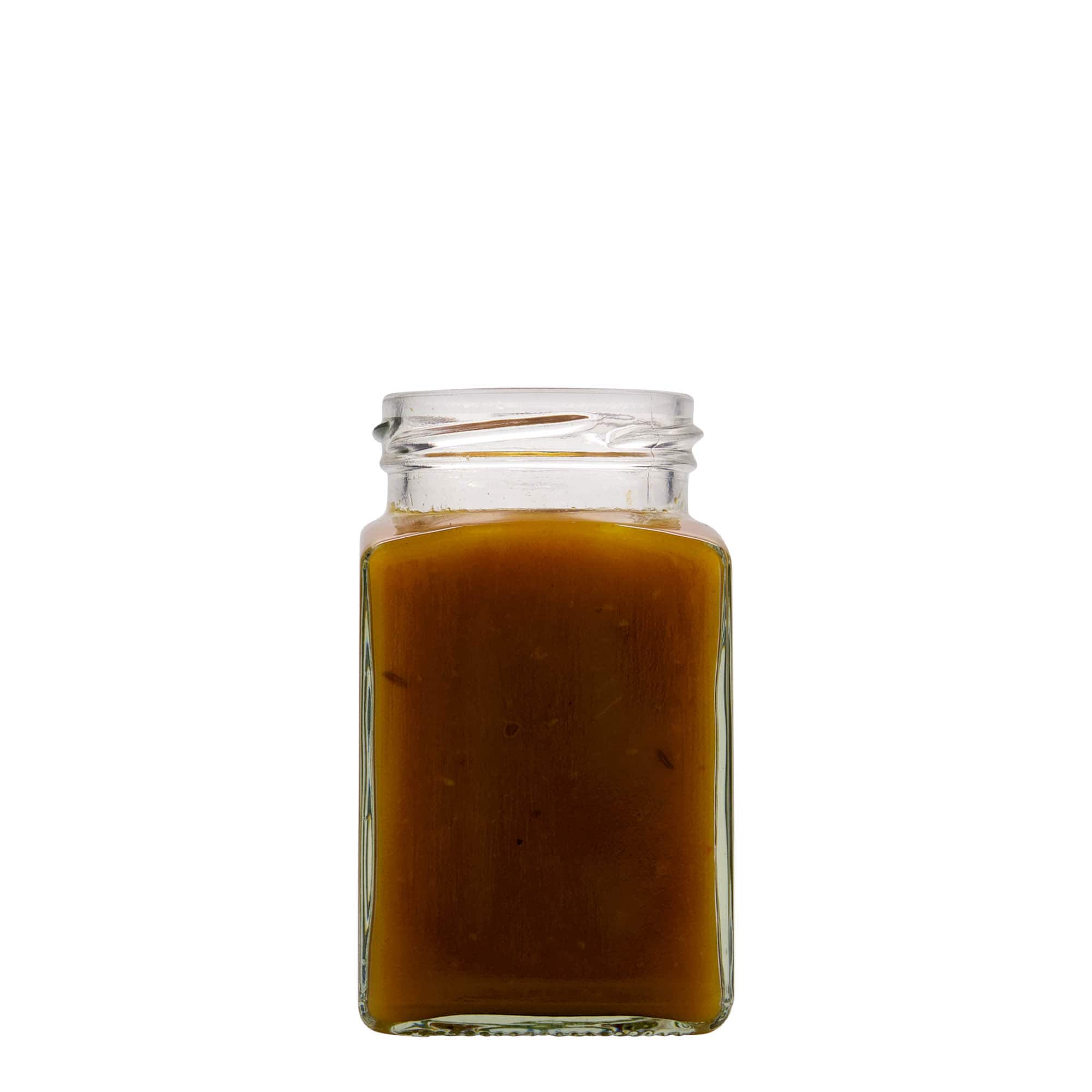 260 ml keturkampis stiklas, anga: sukamas dangtelis (TO 58)