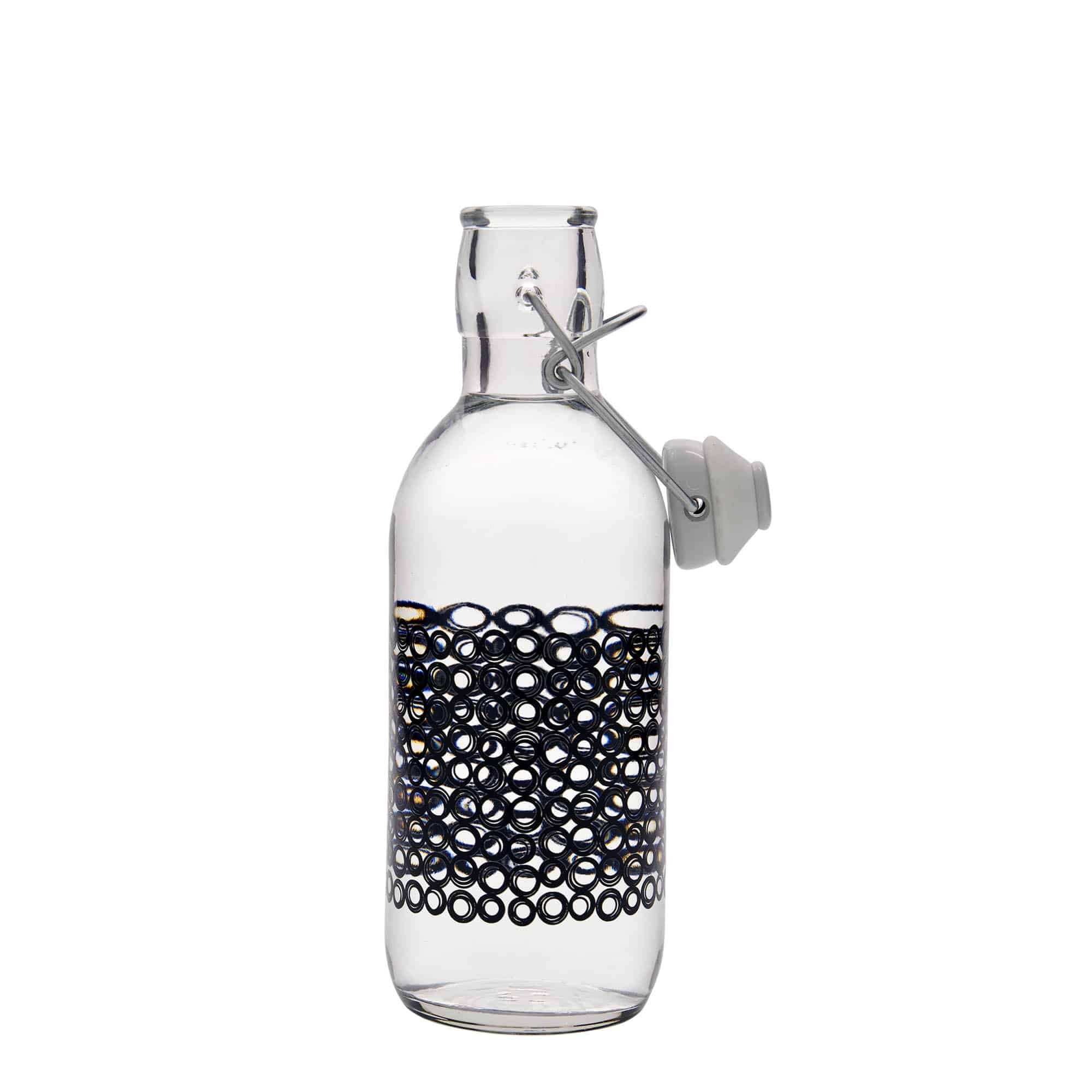 500 ml stiklinis butelis „Emilia“, motyvas: Circola nero, anga: užsegamas užraktas