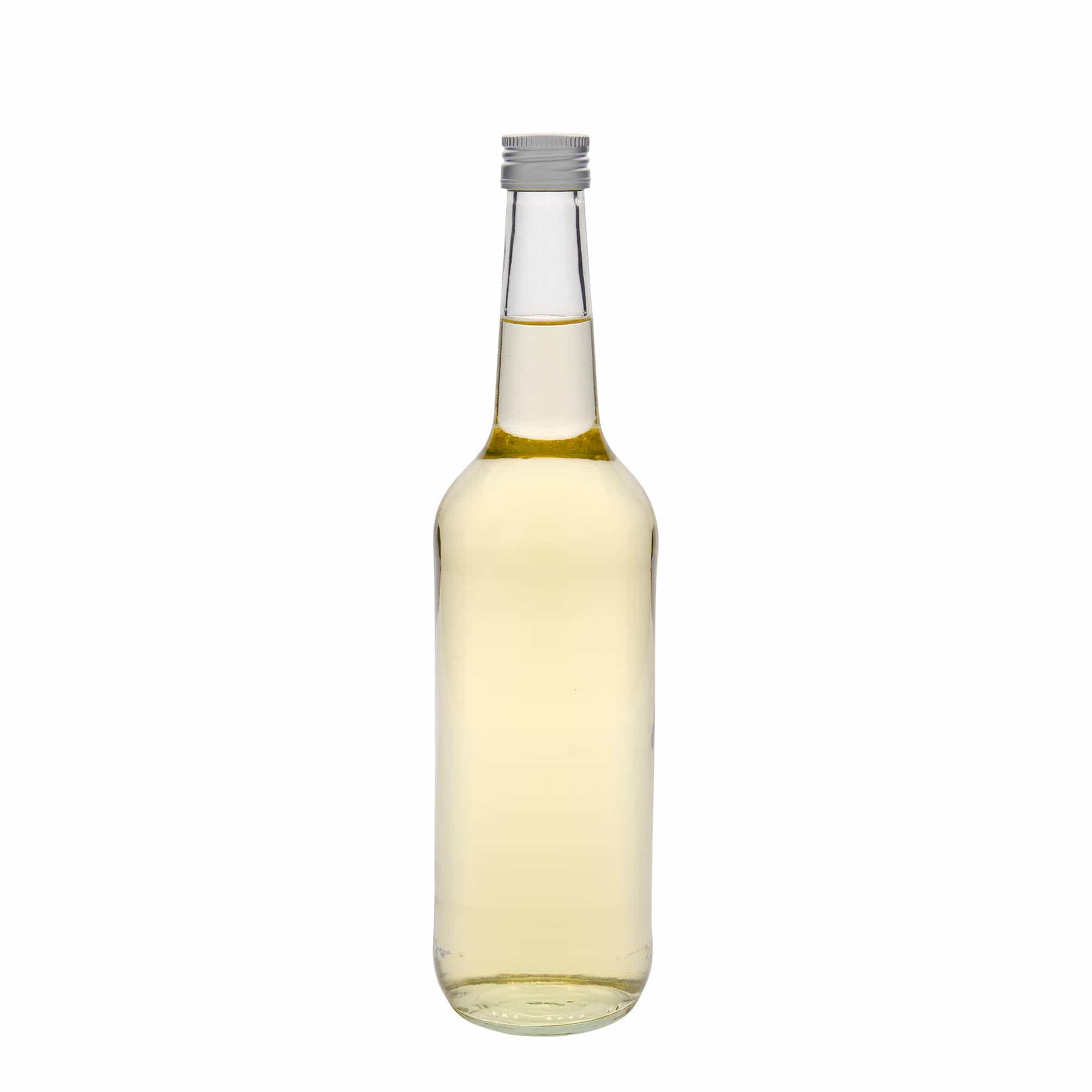 700 ml stiklinis butelis su tiesiu kakleliu, anga: PP 28