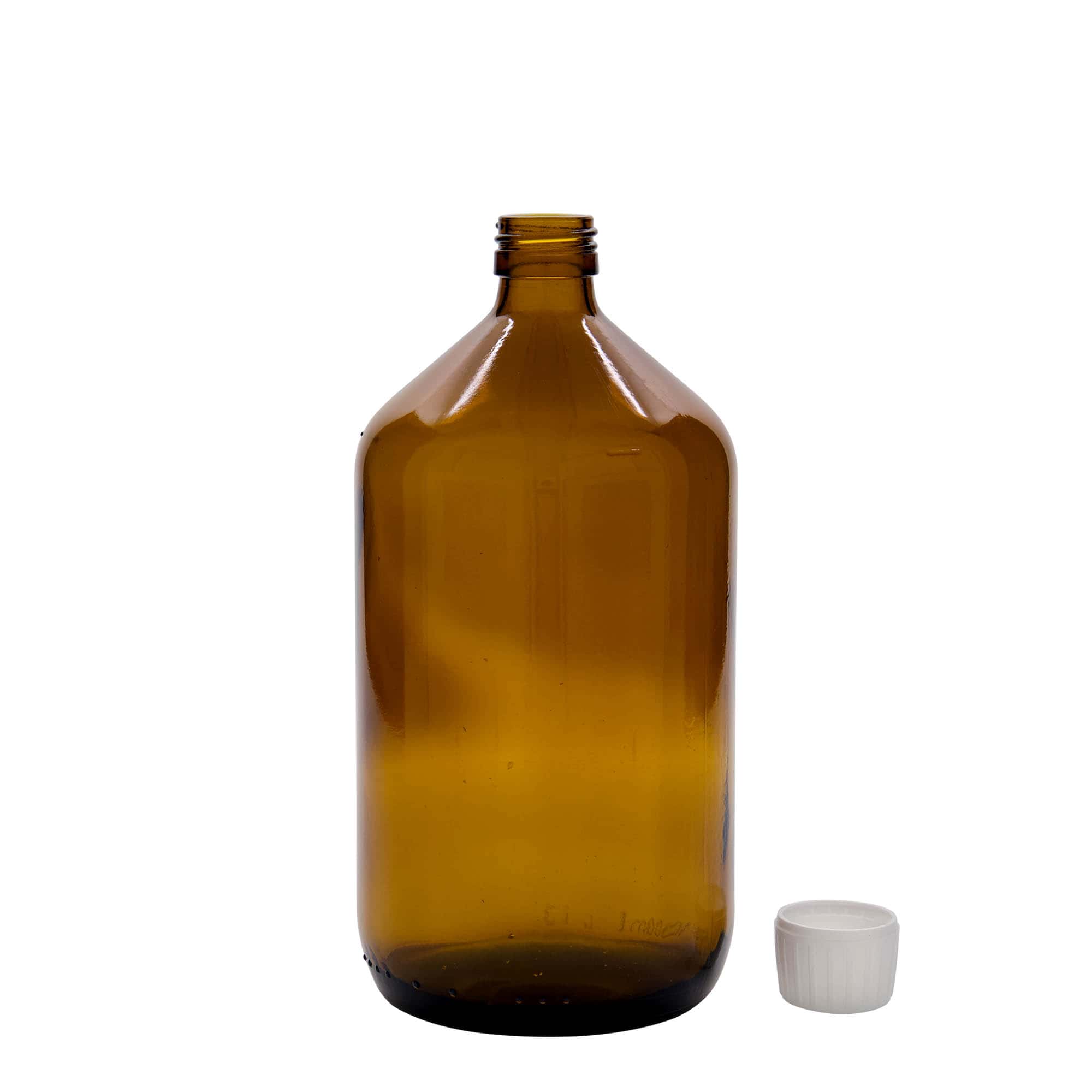 1.000 ml medicininis buteliukas, rudas, stiklas, anga: PP 28