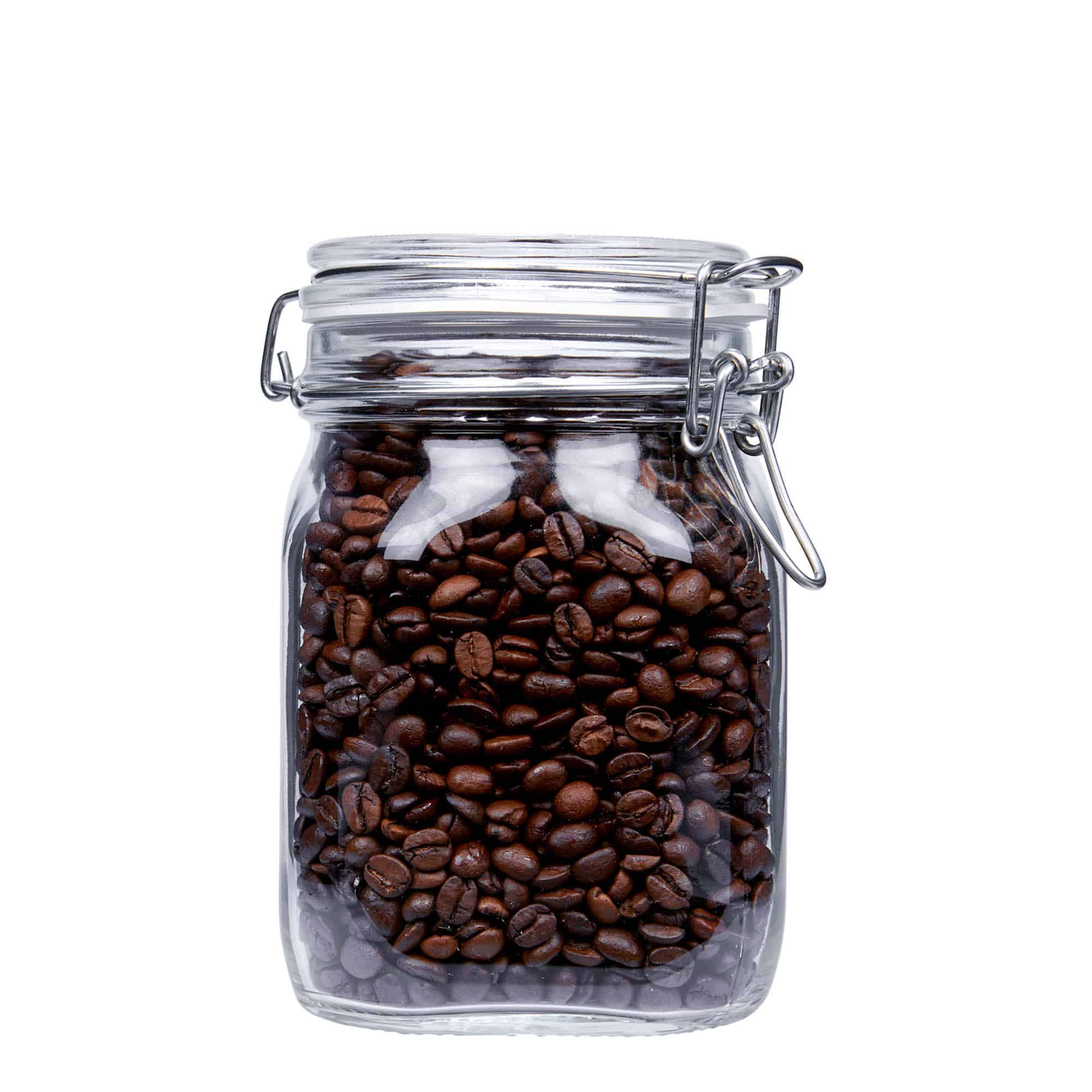 1.000 ml vielos užsegimo stiklainis „Fido“, kvadratinis, anga: vielos užsegimas