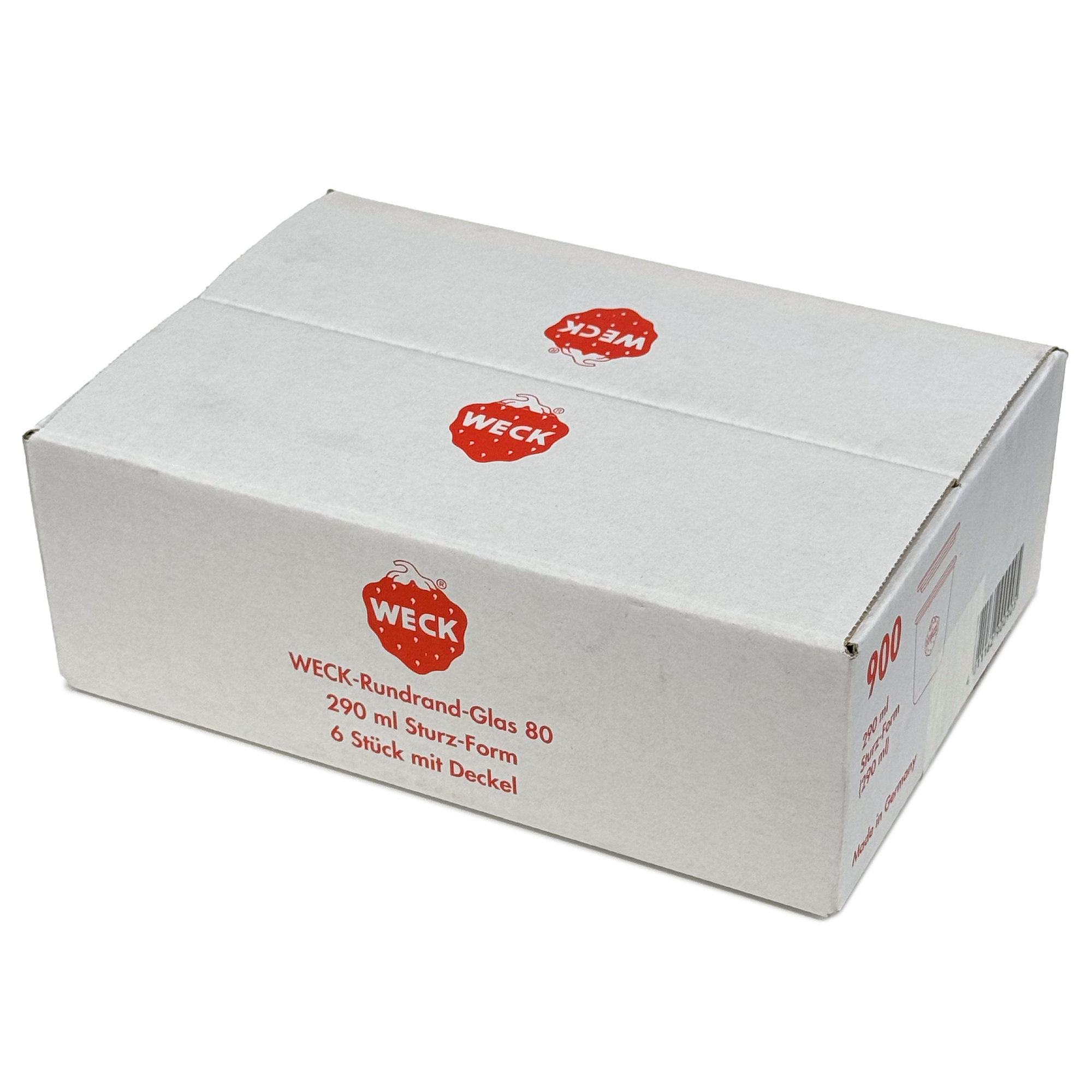 6x 290 ml aukštas WECK-stiklainis su plačiu burnu su stiklo dangteliu RR 80