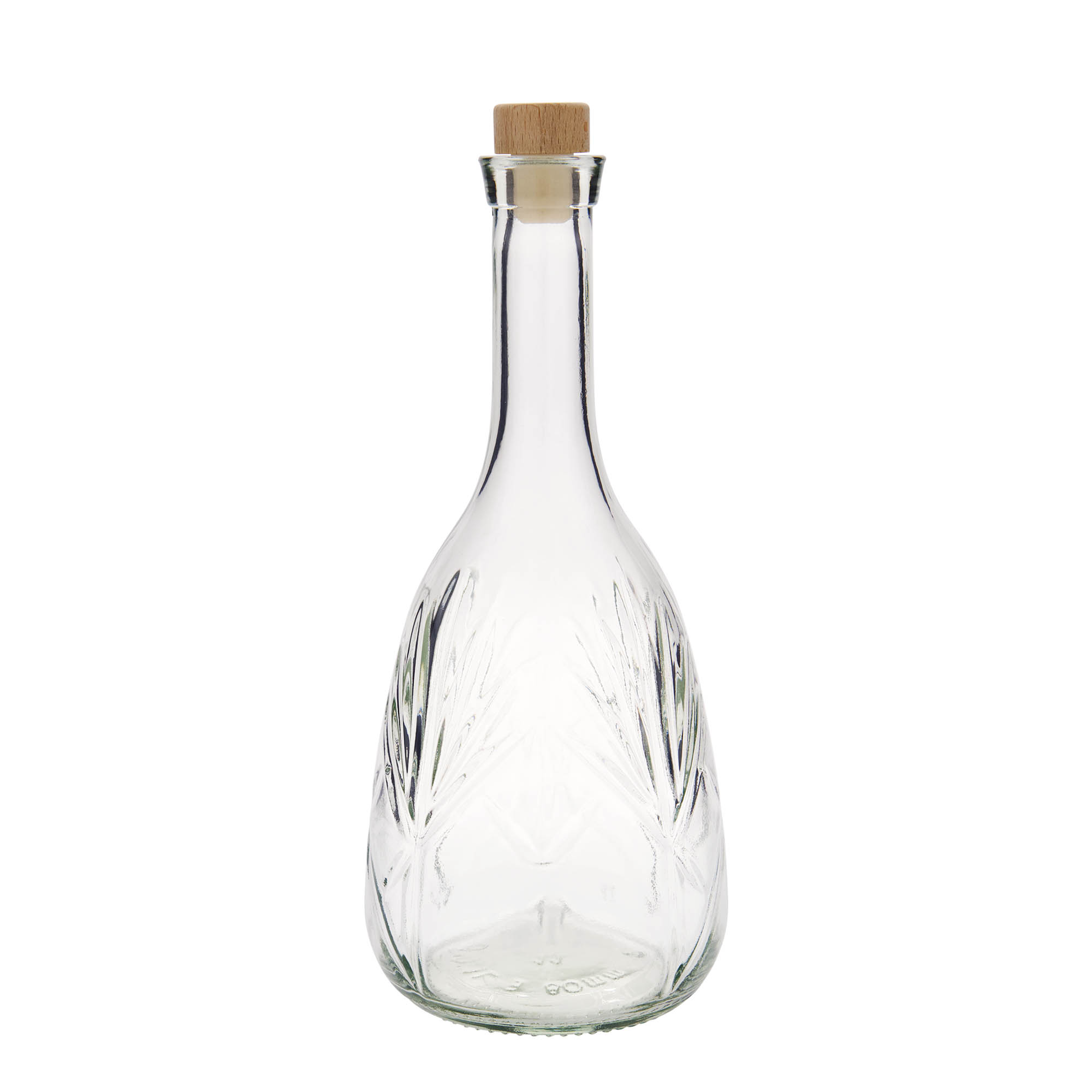 1.000 ml stiklinis butelis „Reliefa“, anga: kamštis 1.000 ml stiklinis butelis „Reliefa“, anga: kamštis