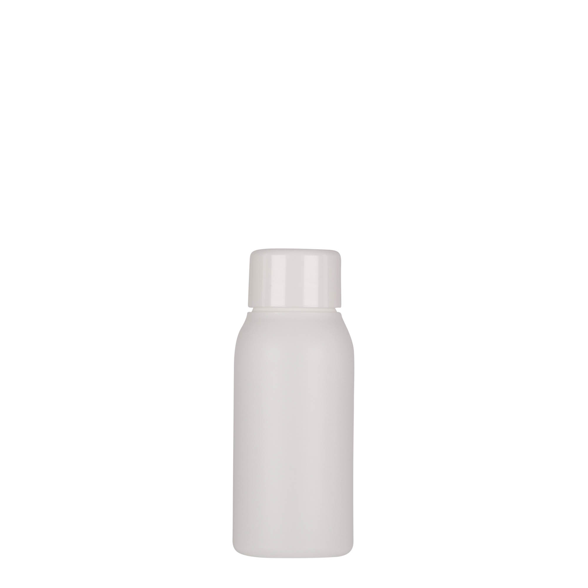 50 ml plastikinis buteliukas „Tuffy“, HDPE, baltas, burnos dydis: 24/410