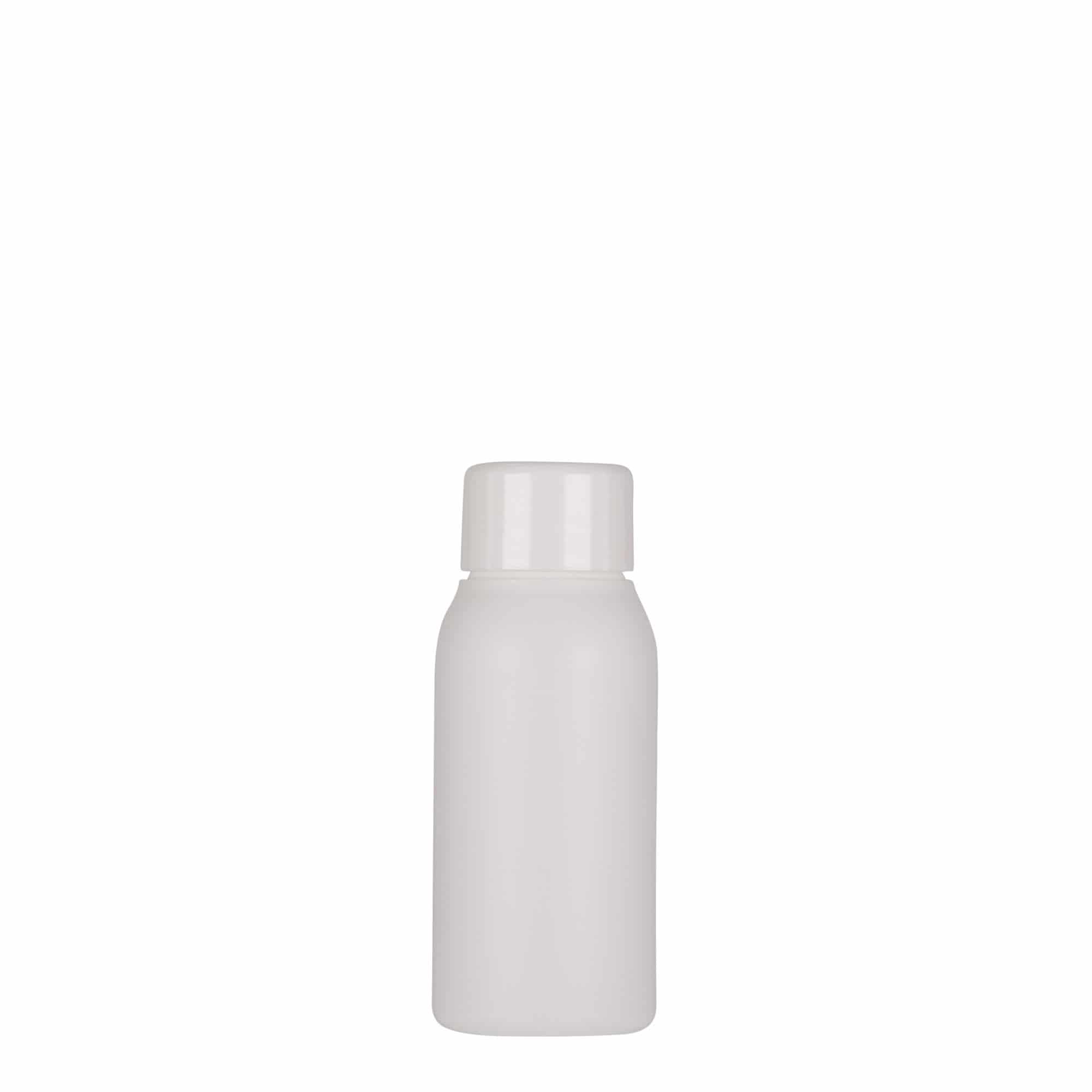 50 ml plastikinis buteliukas „Tuffy“, HDPE, baltas, burnos dydis: 24/410