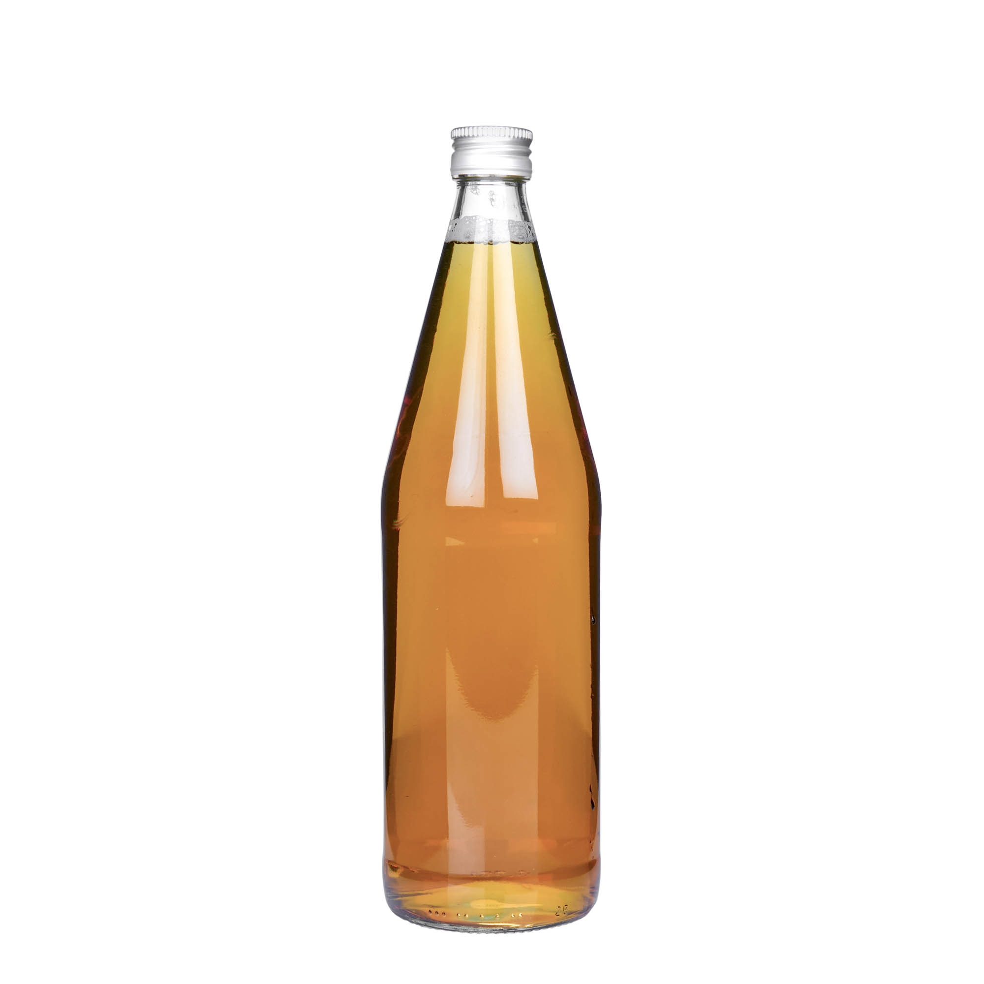 750 ml universalus butelis morkų formos, stiklas, burna: PP 28