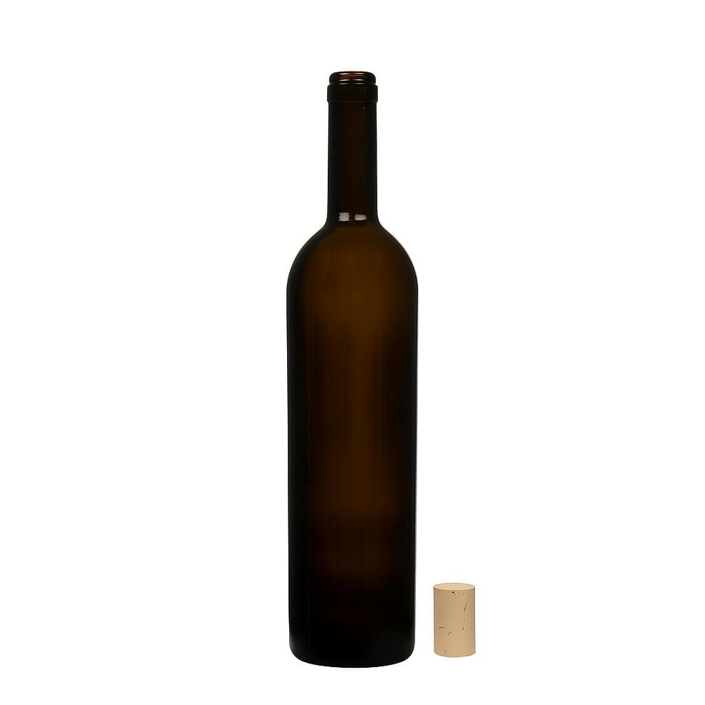 750 ml vyno butelis „Liberty“, senovinės žalios spalvos, kamštis