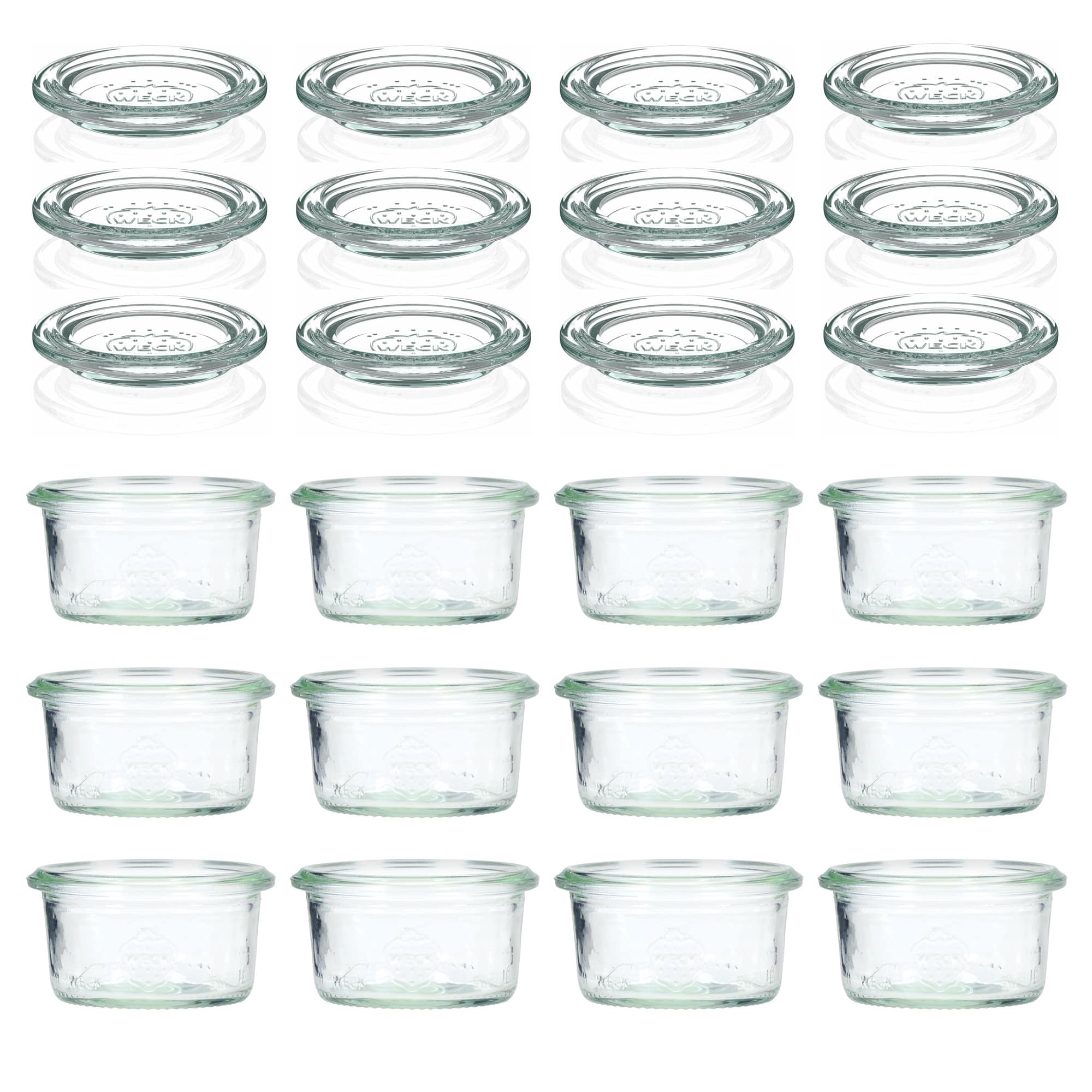 12x 50 ml WECK-stiklainis su plačiu burnu su stiklo dangteliu RR 60