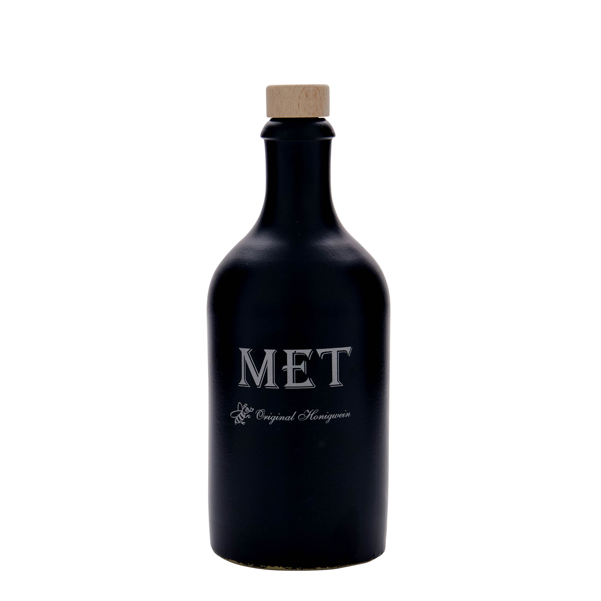 500 ml molinis ąsotis, motyvas: Midus, akmens masė, juodas, anga: kamštis
