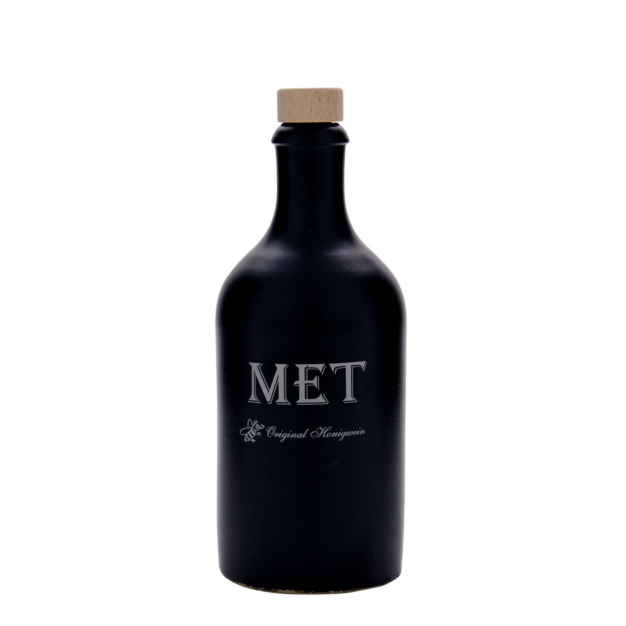 500 ml molinis ąsotis, motyvas: Midus, akmens masė, juodas, anga: kamštis