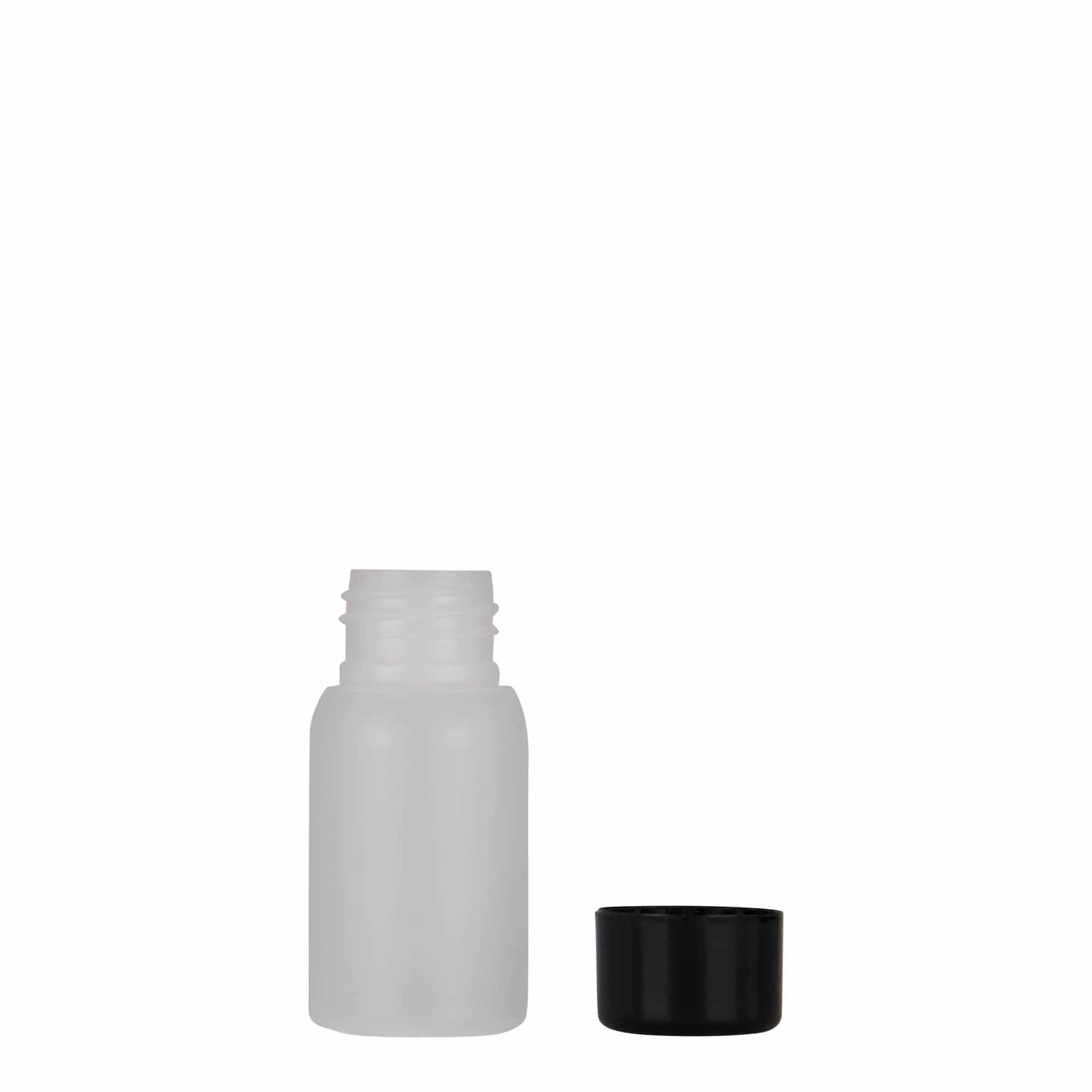 30 ml plastikinis buteliukas „Tuffy“, HDPE, natūralios spalvos, burnos dydis: 24/410