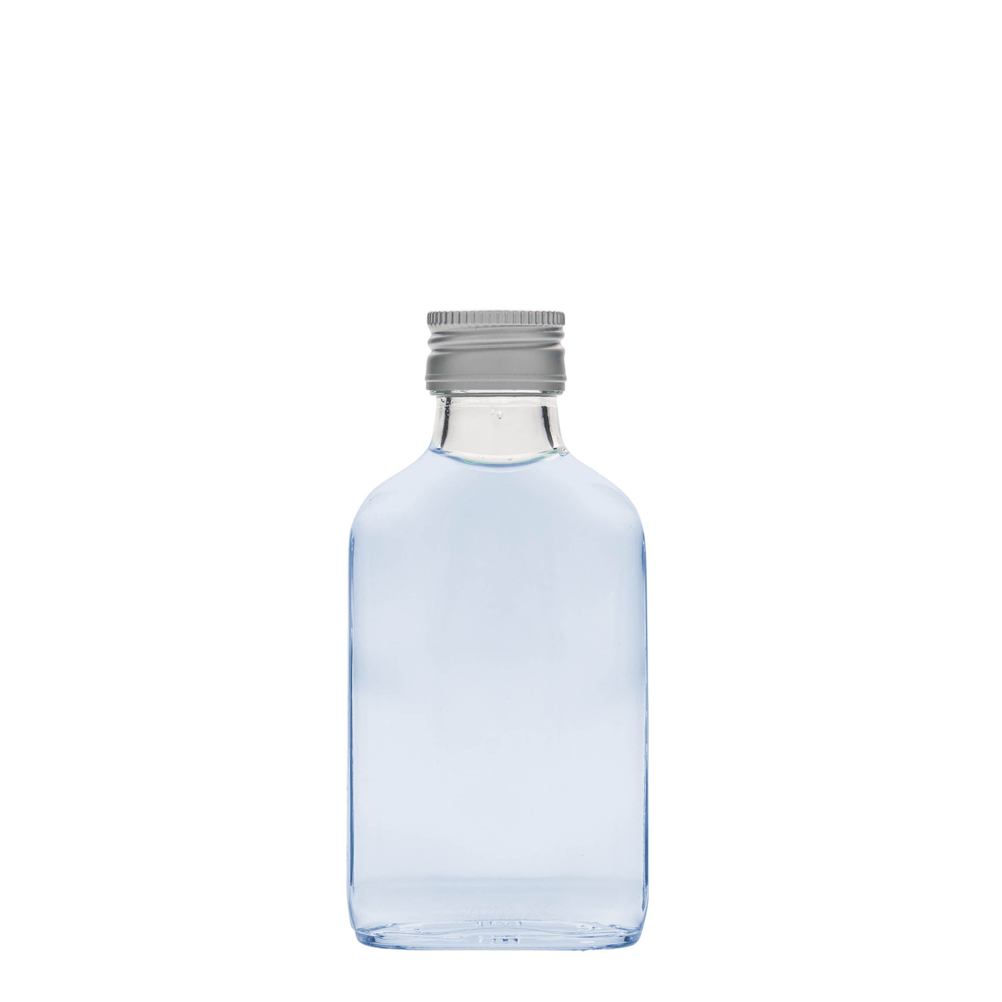 100 ml kišeninė buteliuko forma, stačiakampė, stiklas, anga: PP 28 100 ml kišeninė buteliuko forma, stačiakampė, stiklas, anga: PP 28