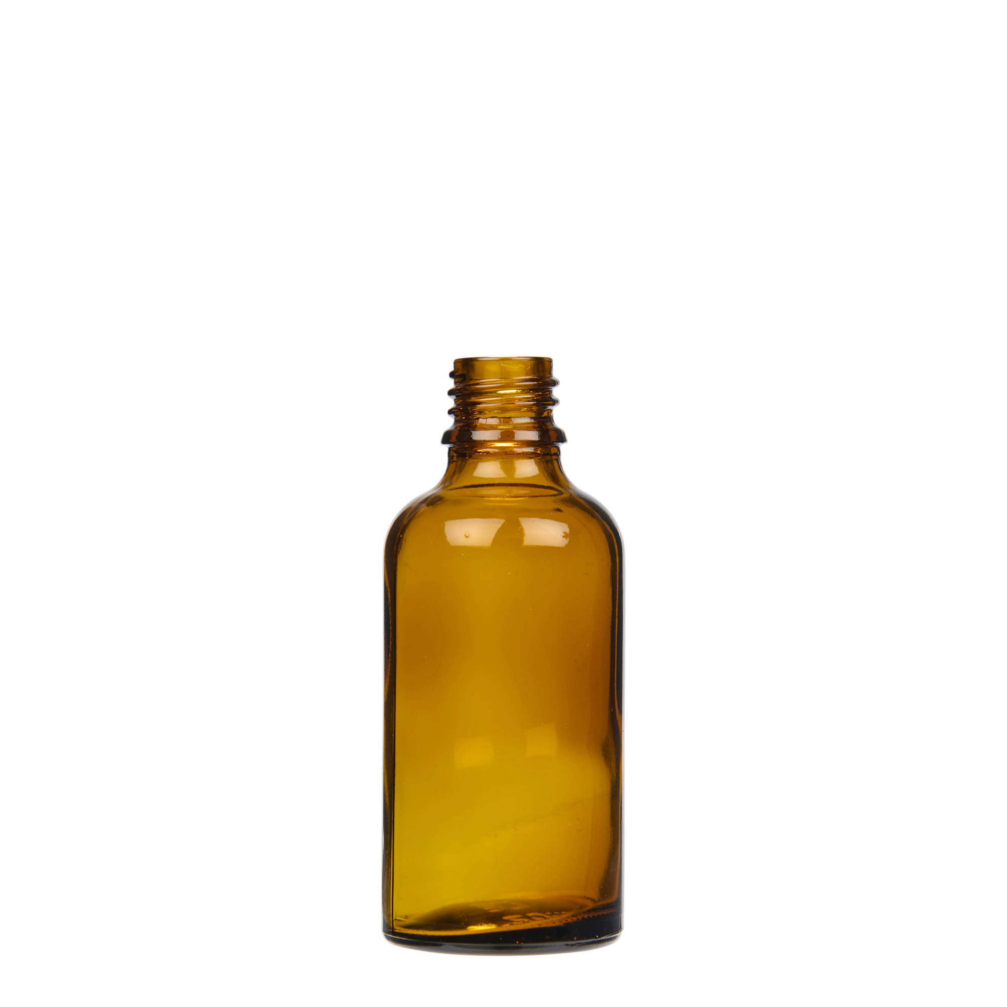 50 ml purškiamas medicininis buteliukas, stiklinis, rudas, anga: DIN 18