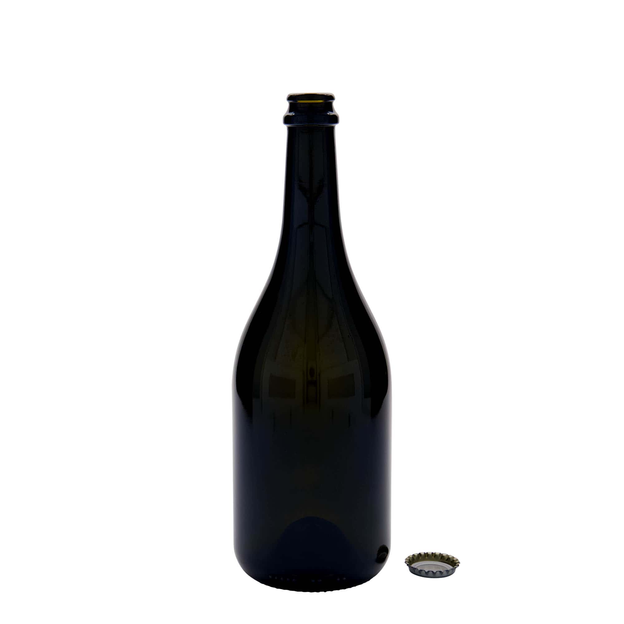 750 ml alaus butelis „Horta“, stiklas, senovinės žalios spalvos, kamštis: kronkorkenas