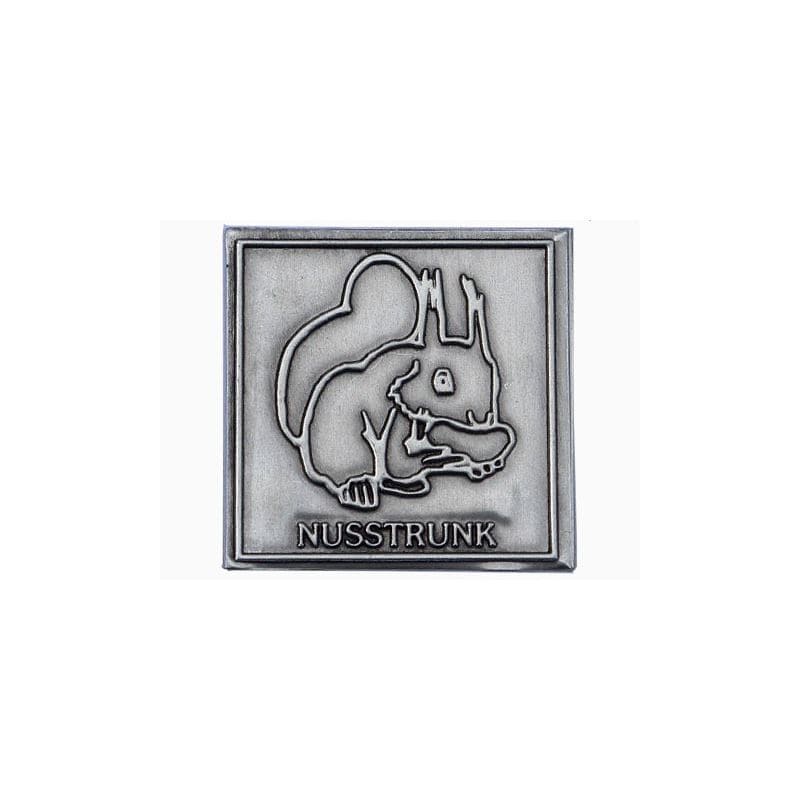 Švino etiketė „Nusstrunk“, kvadratinė, metalinė, sidabrinė Švino etiketė „Nusstrunk“, kvadratinė, metalinė, sidabrinė