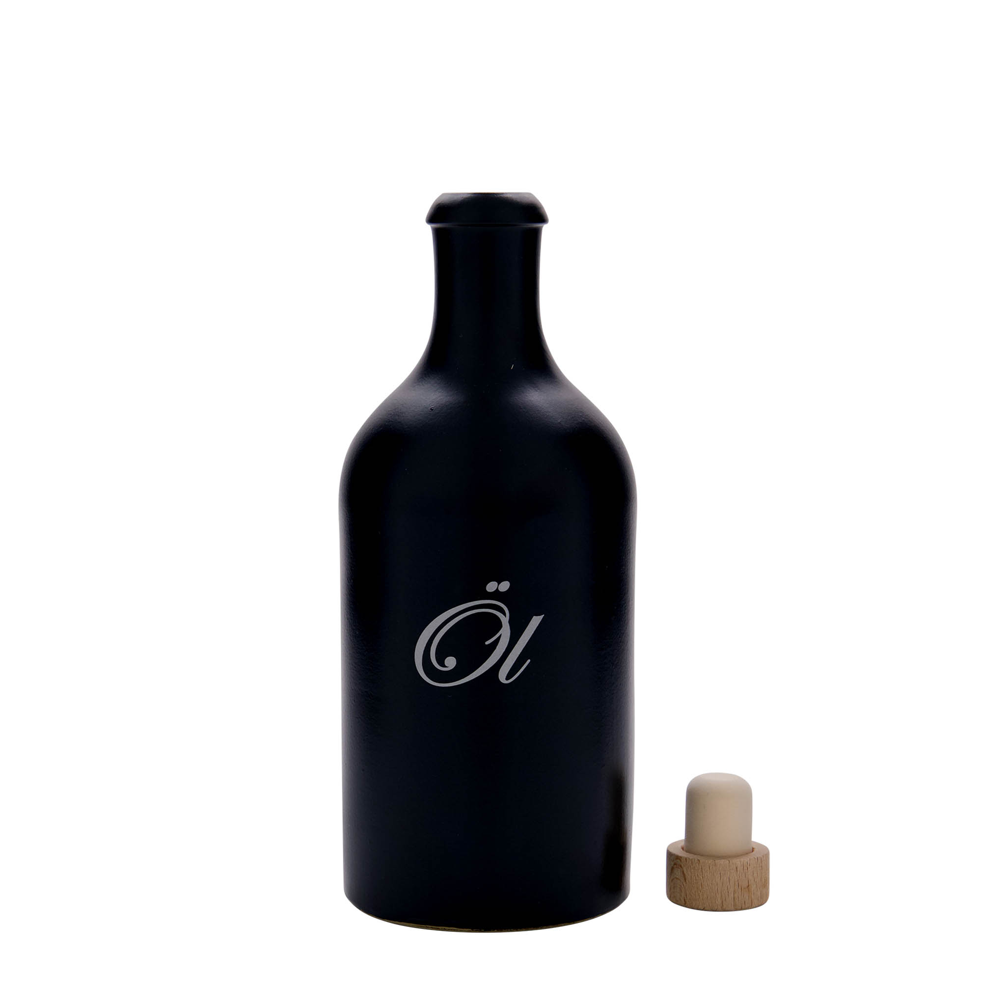 500 ml molio ąsotis, motyvas: aliejus, akmens masė, juodas, anga: kamštis 500 ml molio ąsotis, motyvas: aliejus, akmens masė, juodas, anga: kamštis