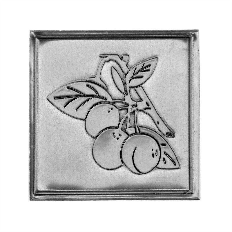 Švino etiketė „Mirabelle“, kvadratinė, metalinė, sidabrinė