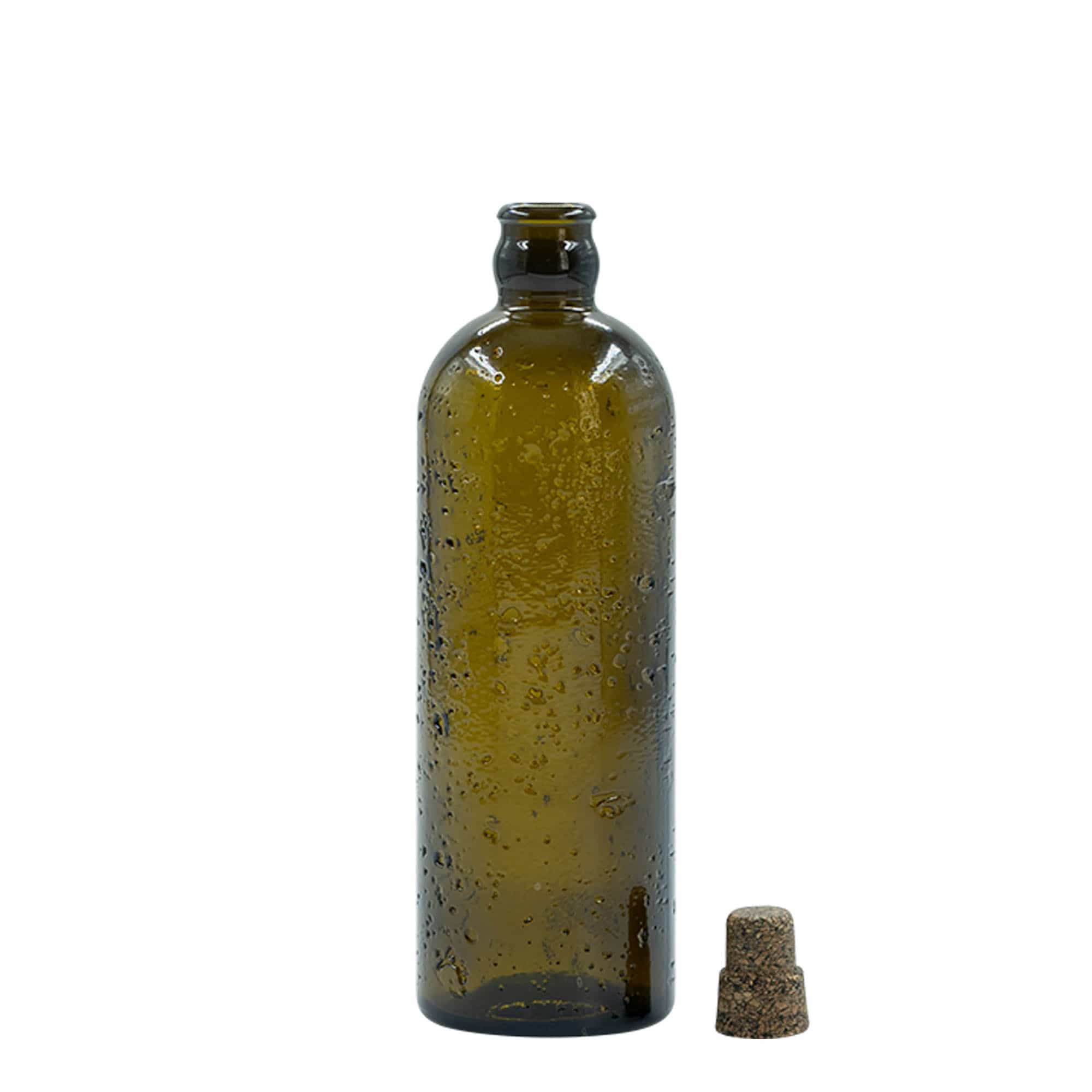 500 ml laukinės gamybos stiklinis butelis „Bobber Jr“, rudas, anga: kamštis