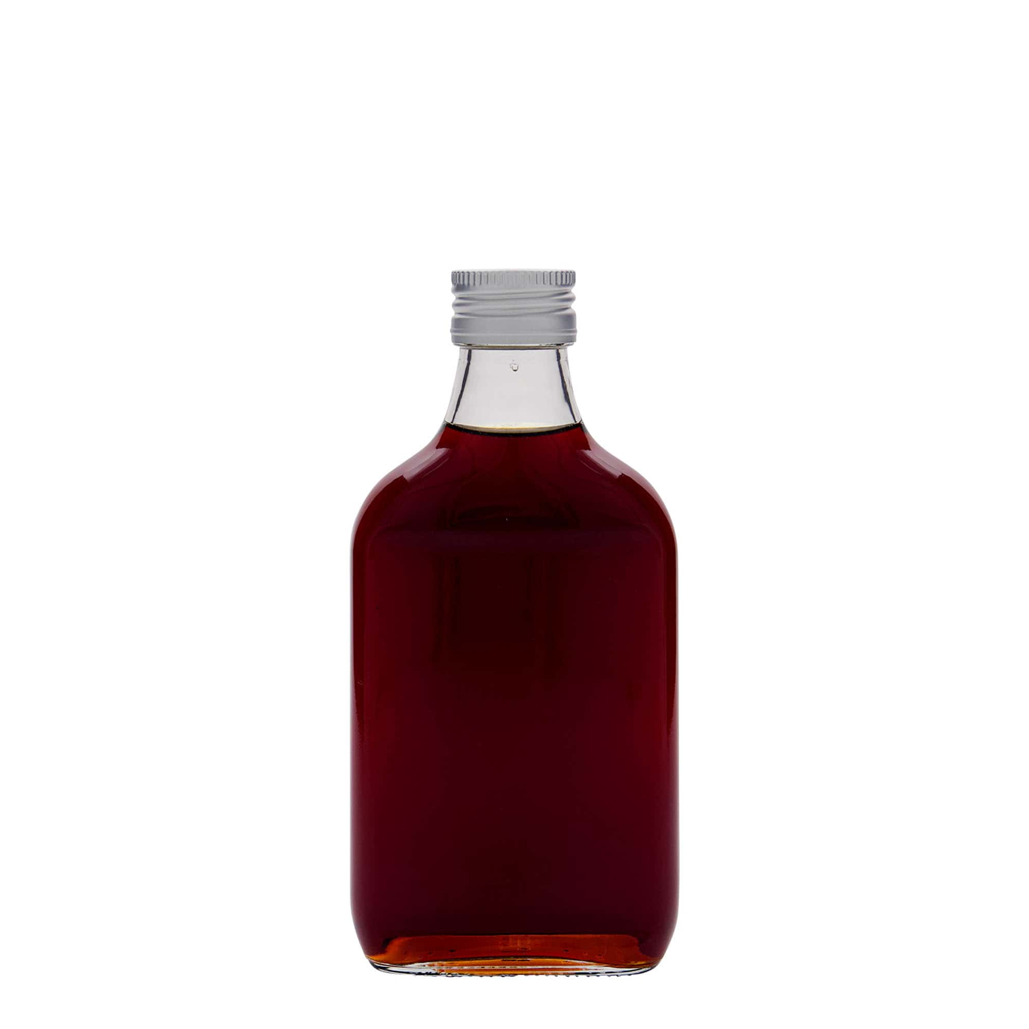 200 ml kišeninė gertuvė, stačiakampė, stiklas, anga: PP 28