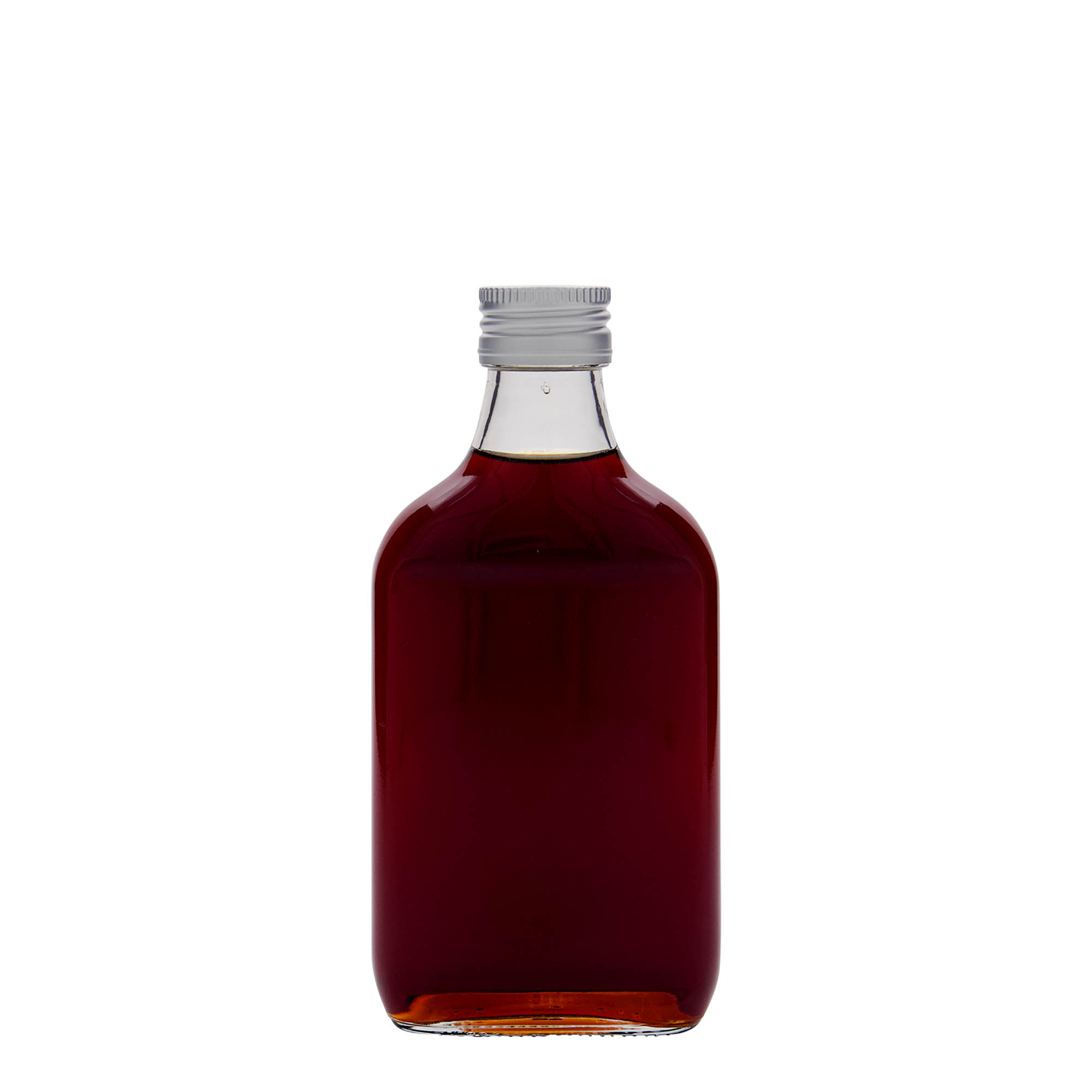 200 ml kišeninė gertuvė, stačiakampė, stiklas, anga: PP 28 200 ml kišeninė gertuvė, stačiakampė, stiklas, anga: PP 28