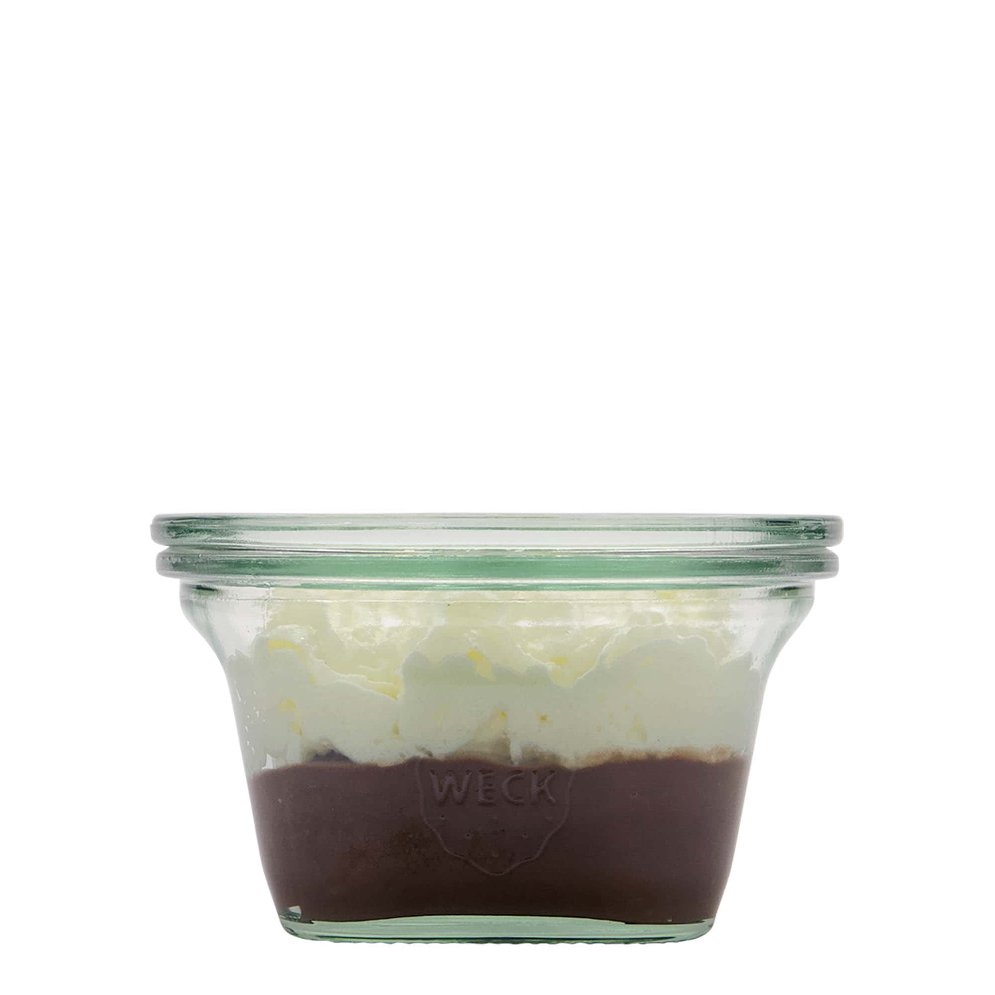 290 ml WECK kvadratinis stiklainis, kvadratinis, anga: apvalus kraštelis